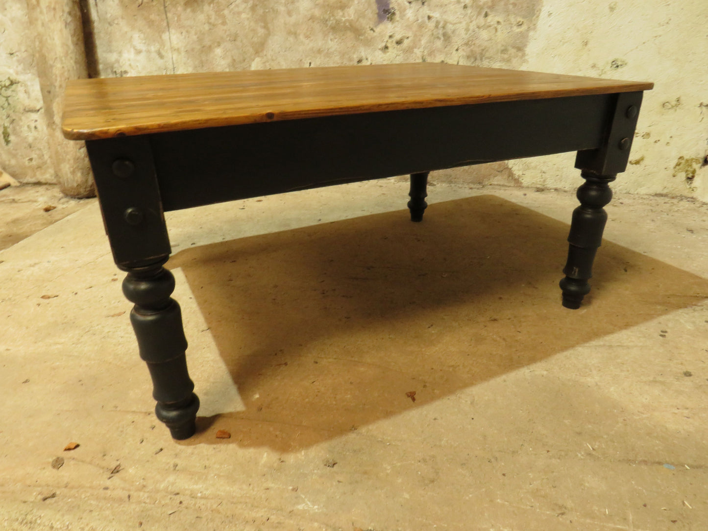 Large Dining Table with Black Base, upcycled from a billiards table