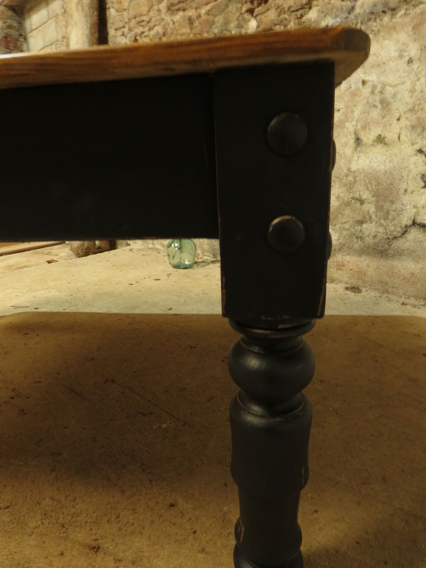 Large Dining Table with Black Base, upcycled from a billiards table