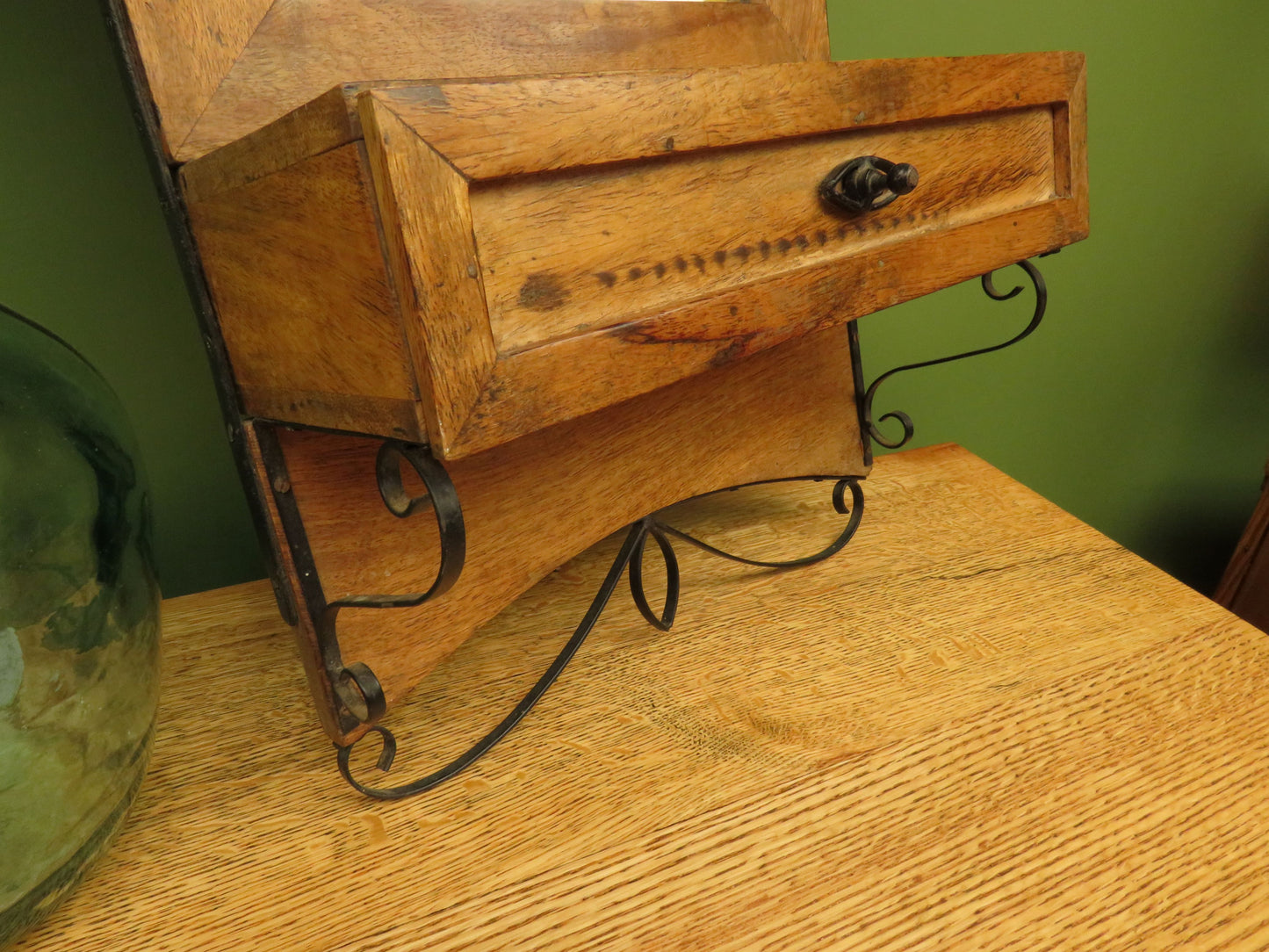 Small Rustic Wall Mirror Drawer Unit