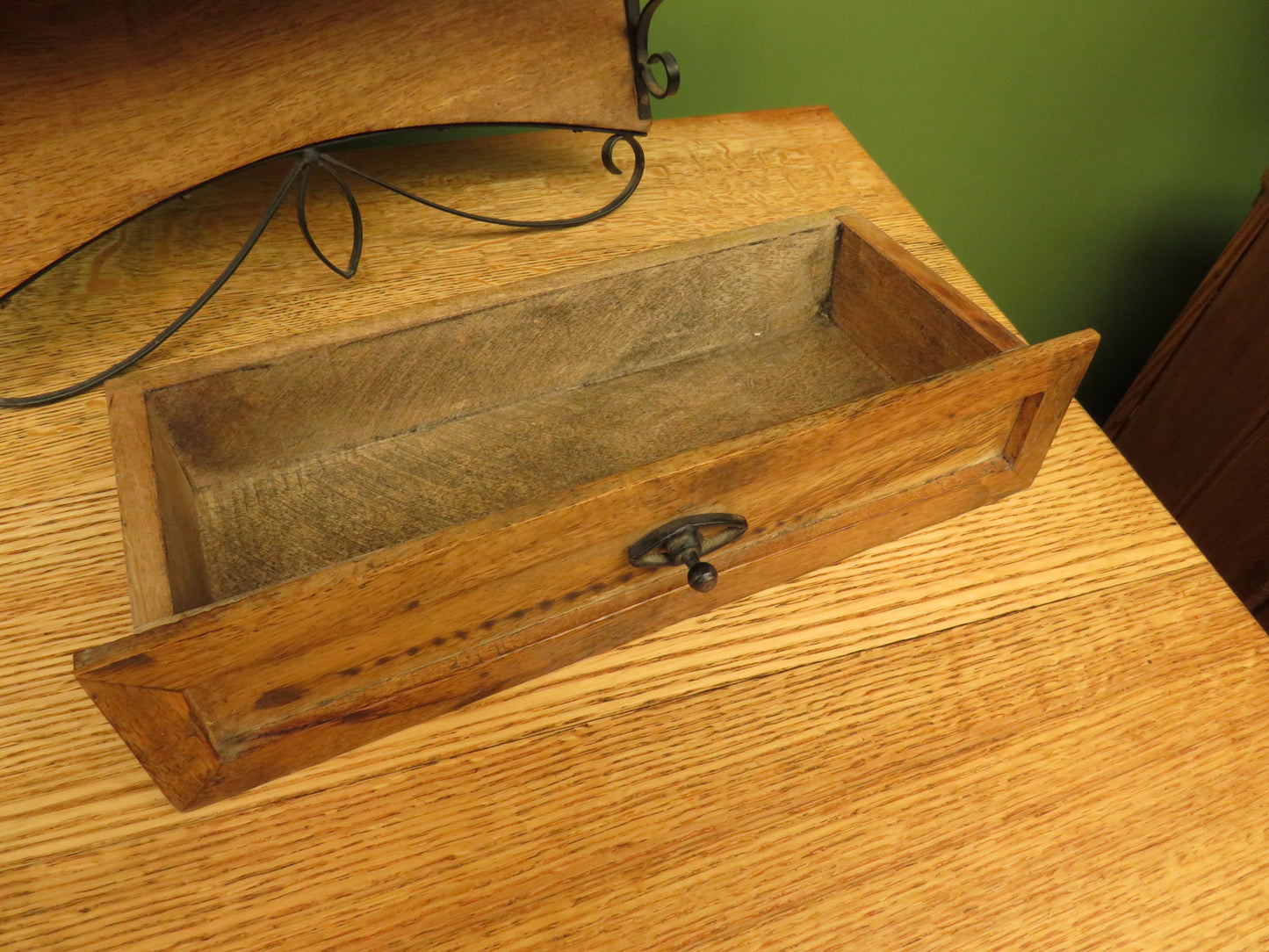 Small Rustic Wall Mirror Drawer Unit