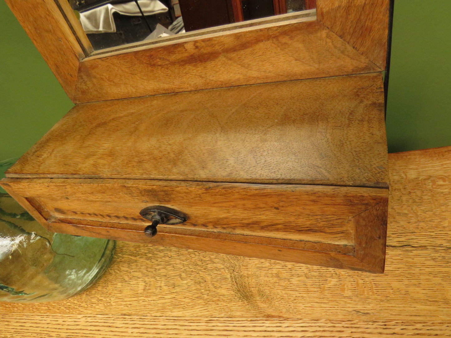 Small Rustic Wall Mirror Drawer Unit