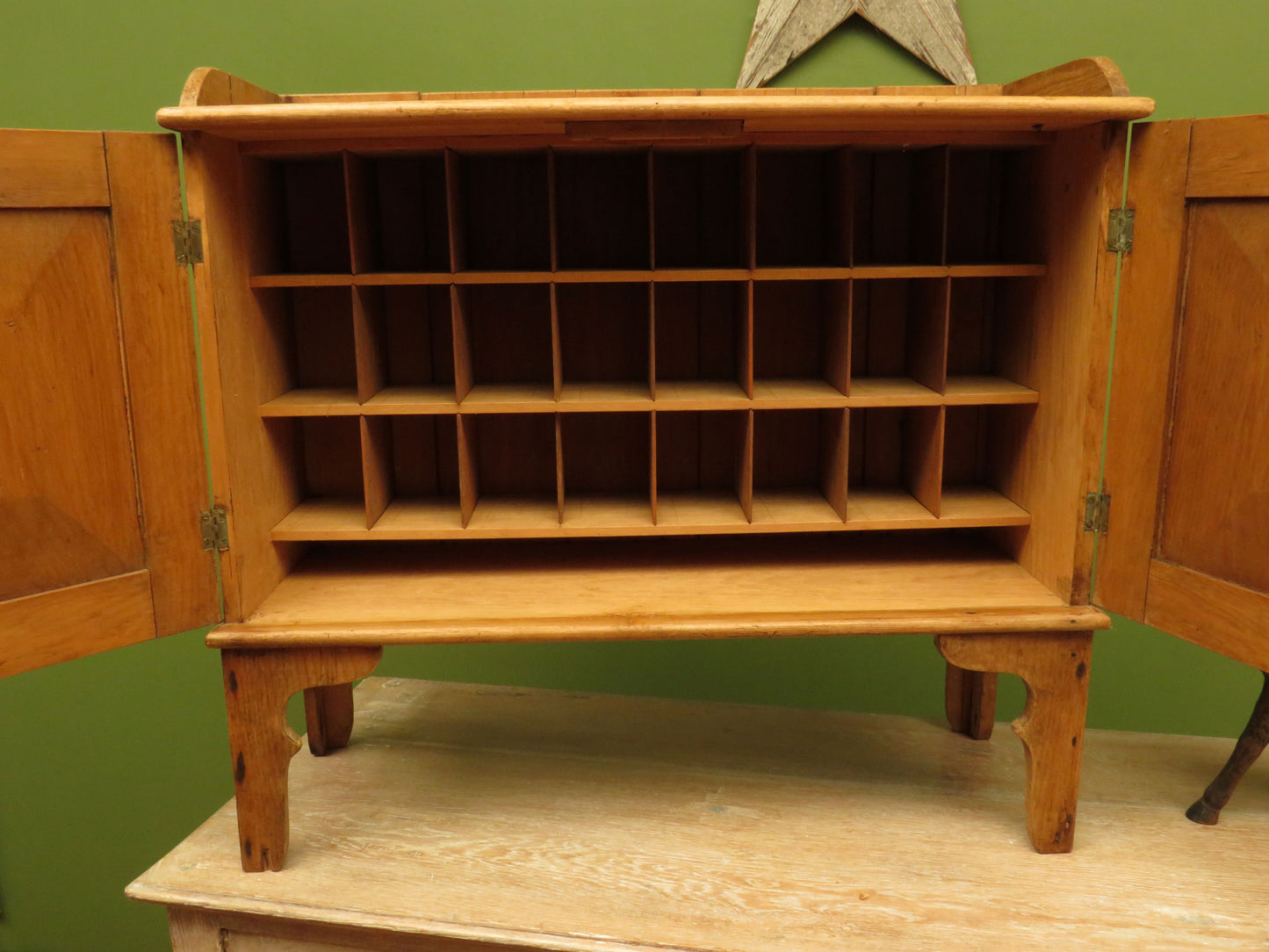 Small Antique Pine Pigeon Hole Cabinet