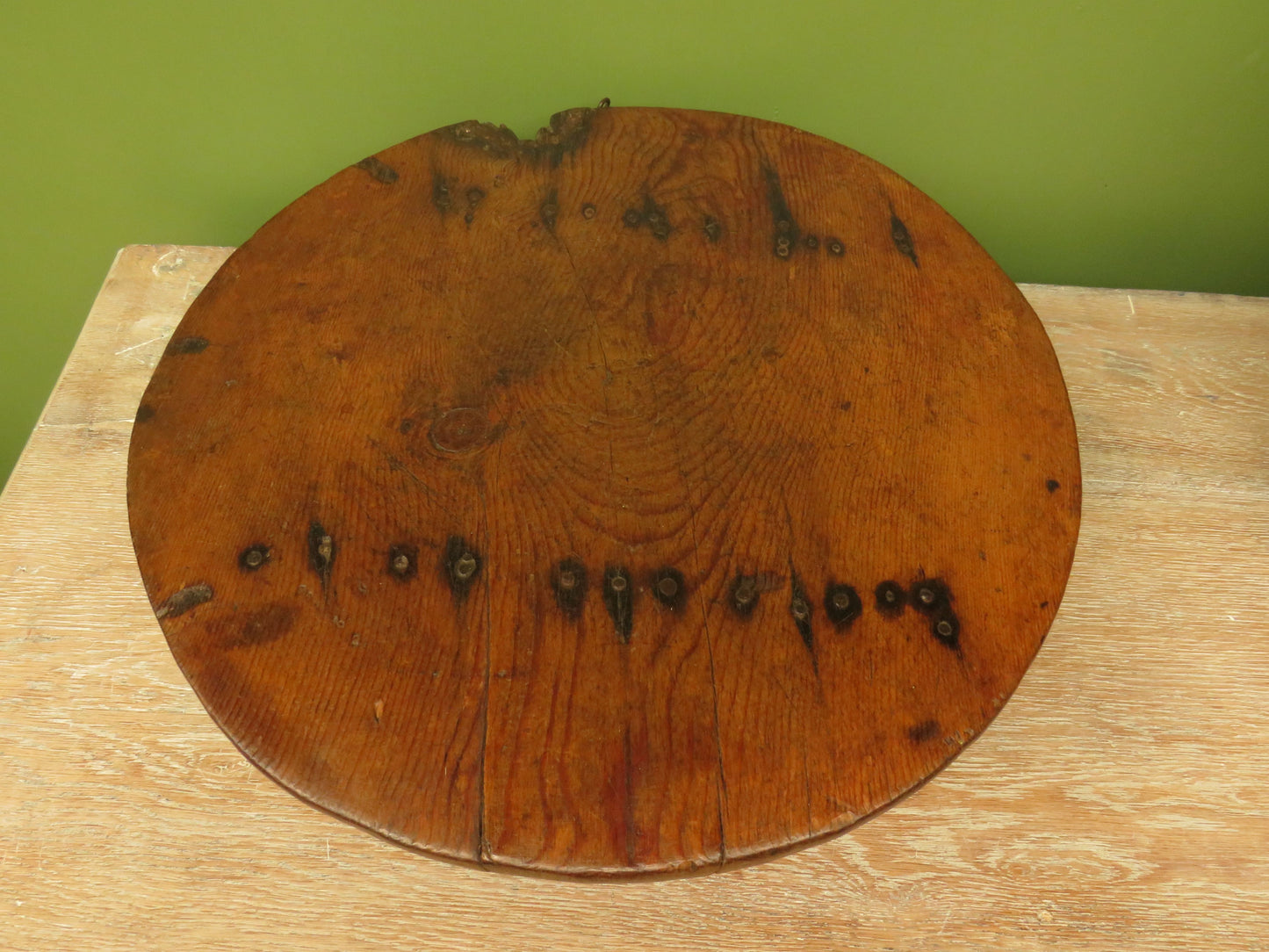 Antique French Charcuterie Cheese board with upcycled church pew feet