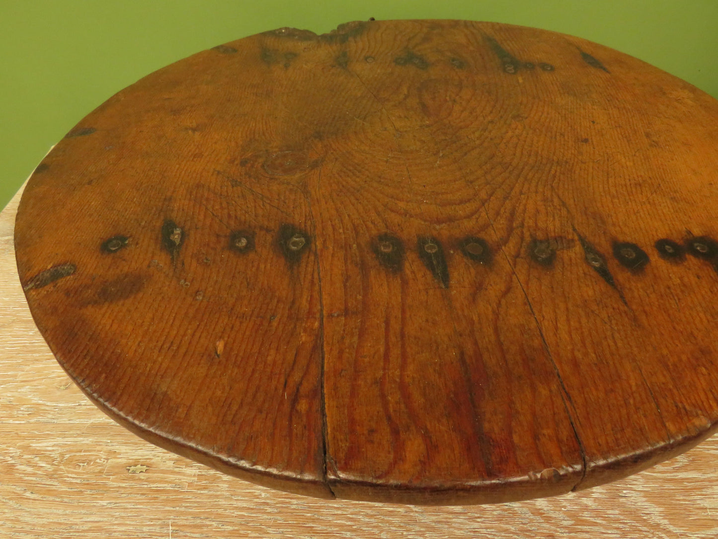 Antique French Charcuterie Cheese board with upcycled church pew feet