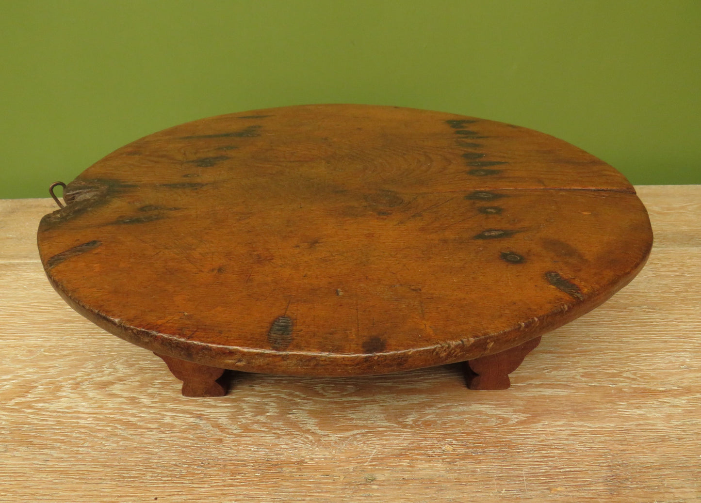 Antique French Charcuterie Cheese board with upcycled church pew feet