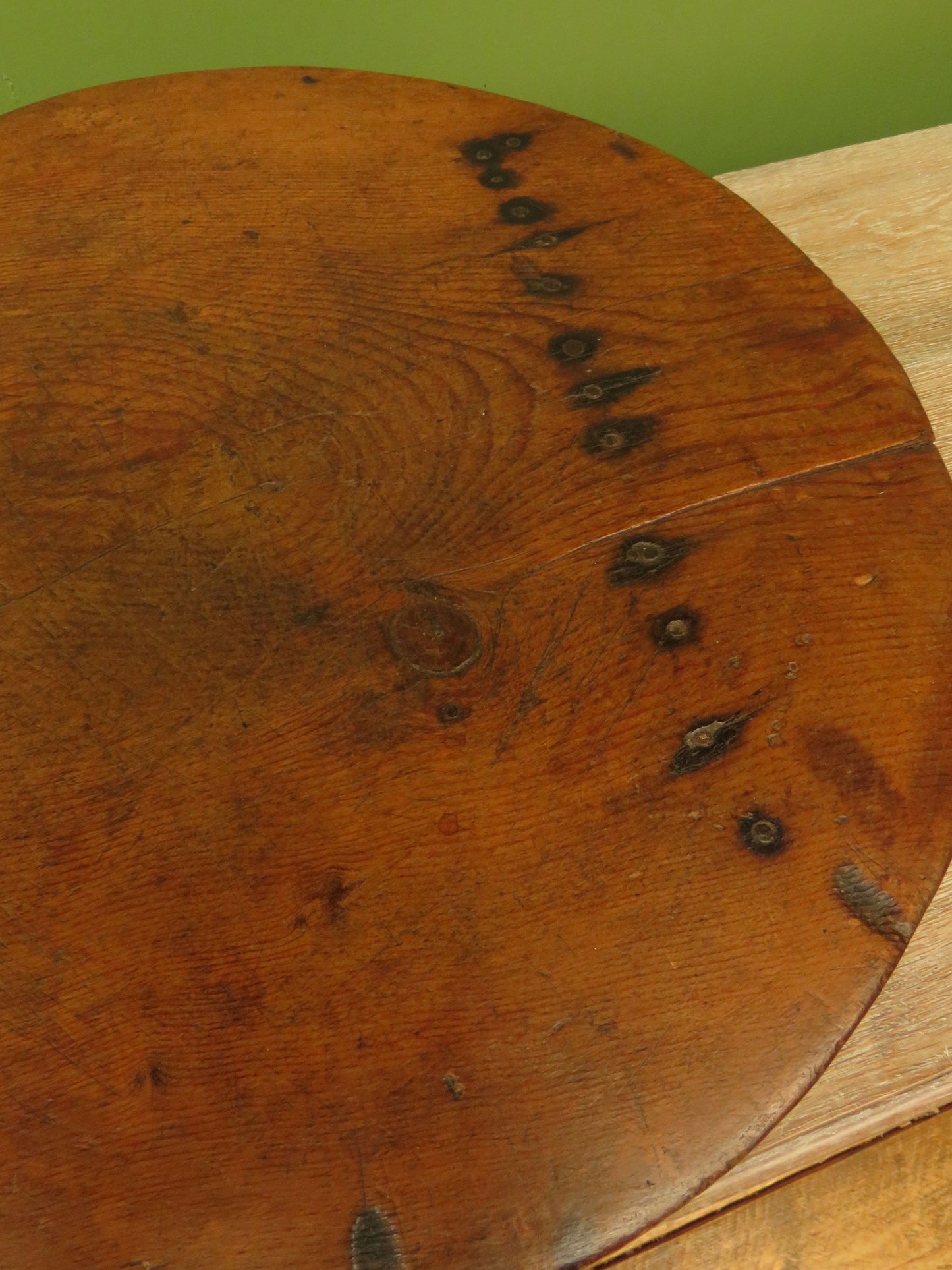 Antique French Charcuterie Cheese board with upcycled church pew feet
