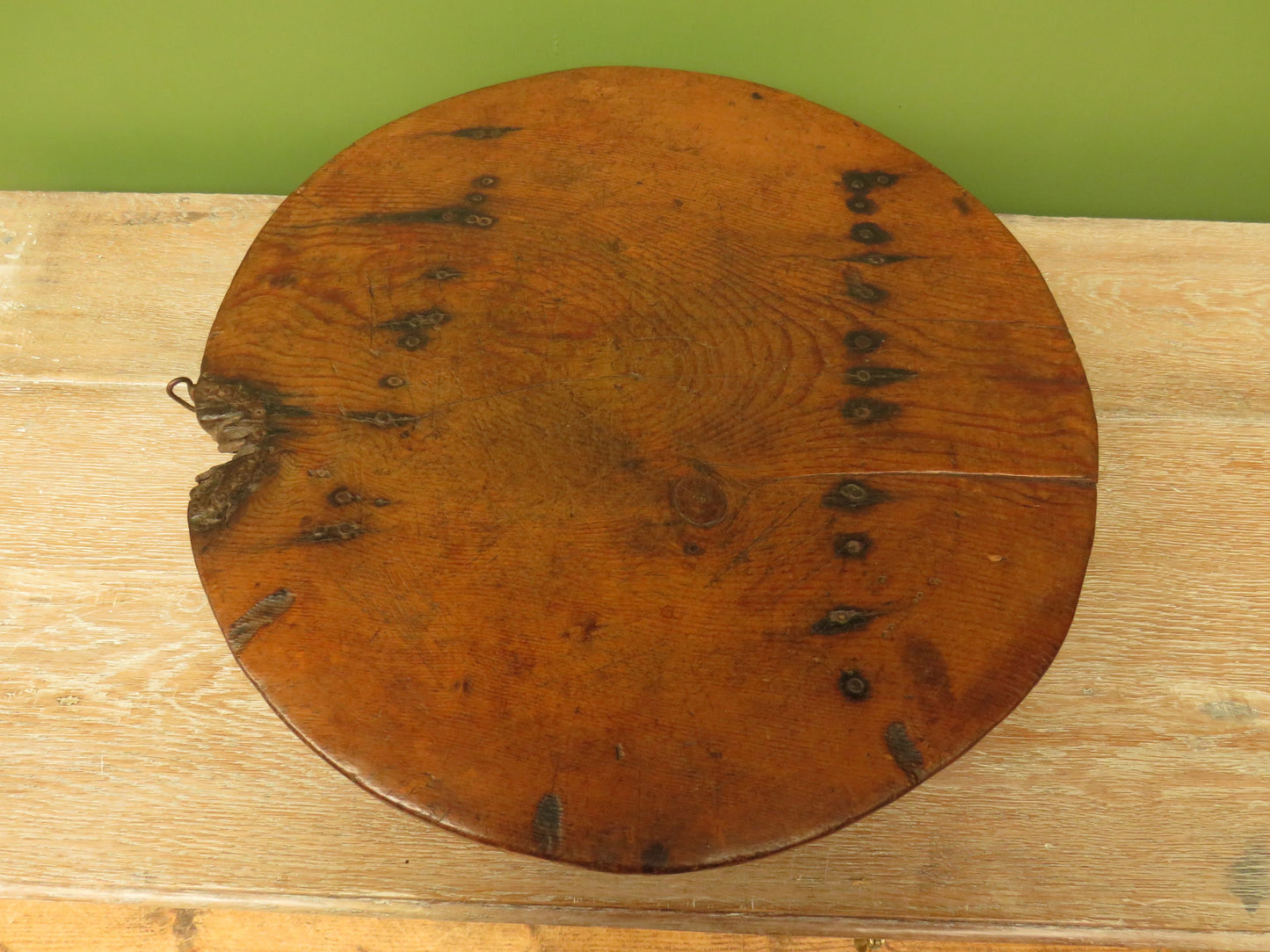 Antique French Charcuterie Cheese board with upcycled church pew feet