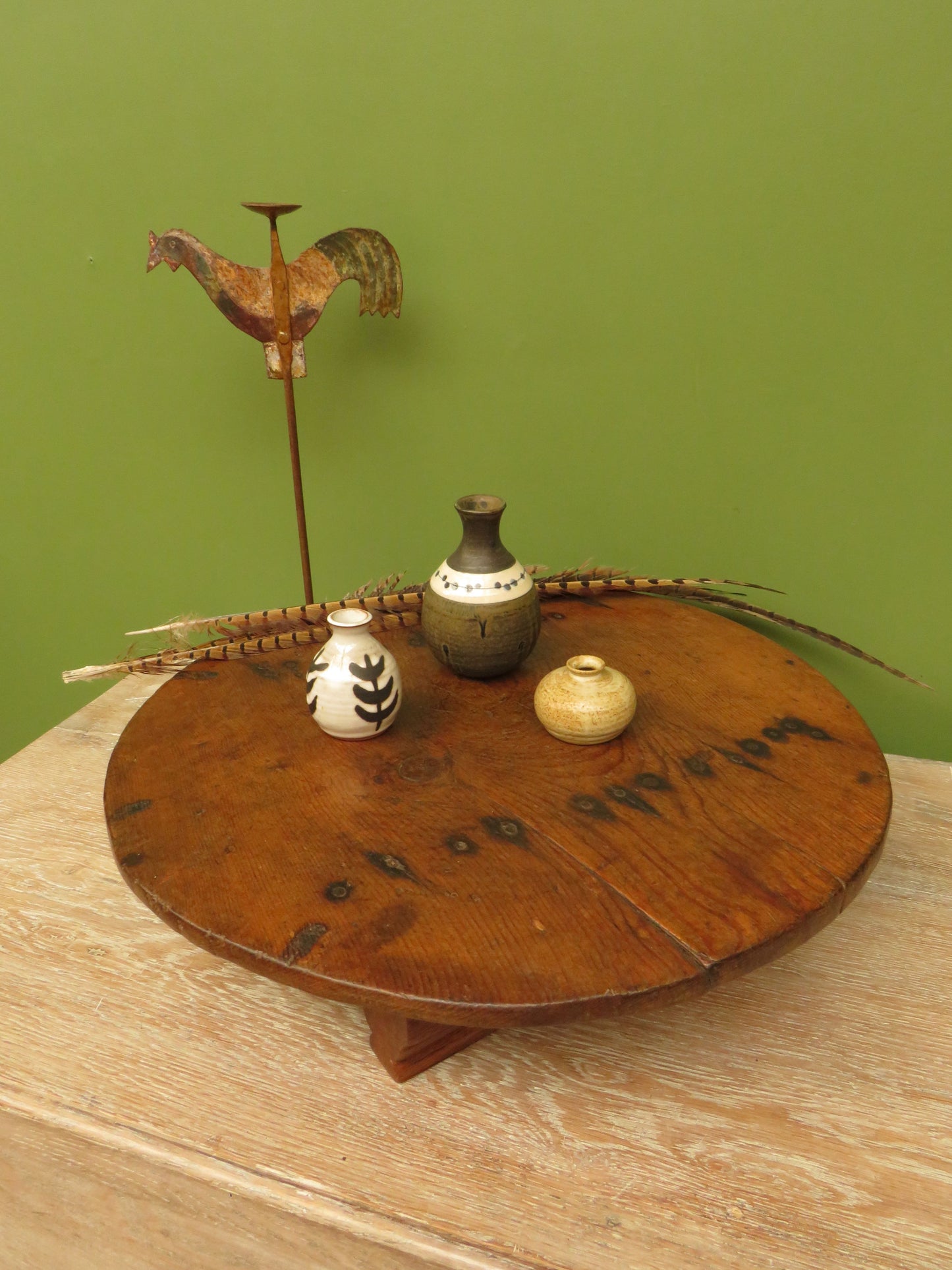 Antique French Charcuterie Cheese board with upcycled church pew feet