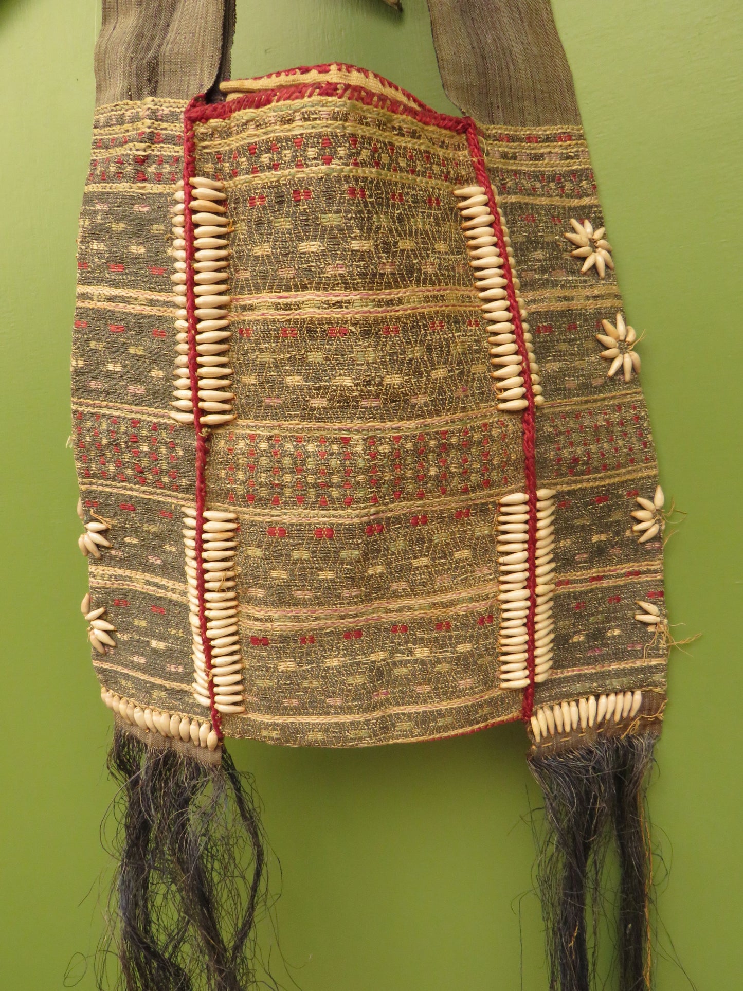Antique Polynesian Bag with Shell Decoration