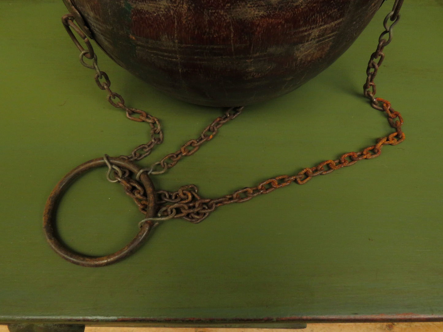 Antique Wooden Indian Water or Milk Pot with Chains