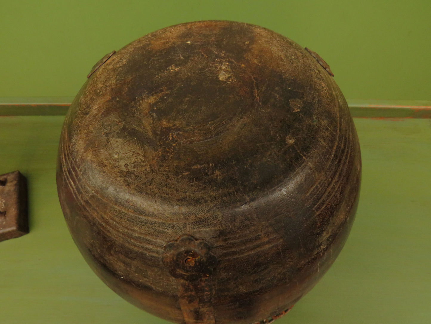 Antique Wooden Indian Water or Milk Pot with Chains