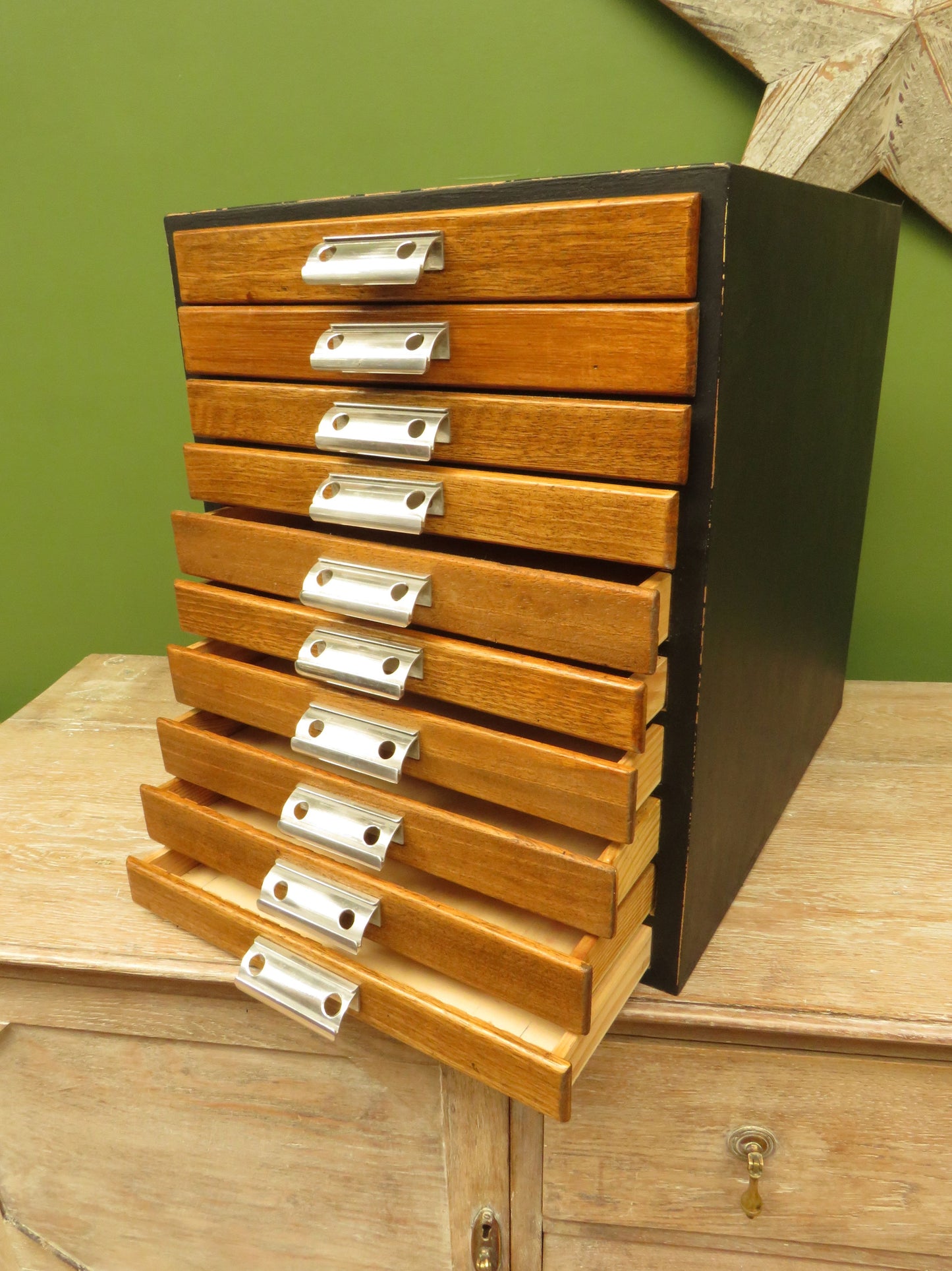 Handmade Tabletop Watchmakers Chest or Stationery Filing Drawers