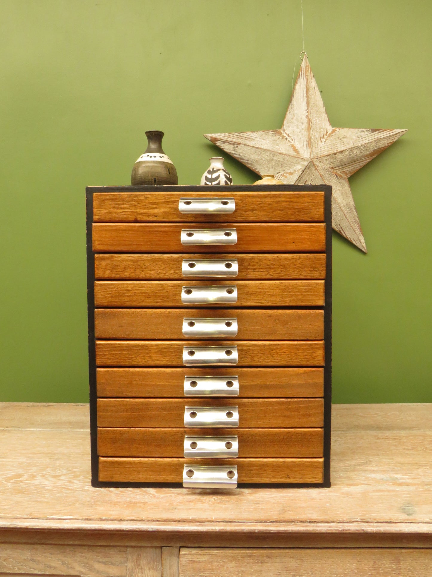 Handmade Tabletop Watchmakers Chest or Stationery Filing Drawers