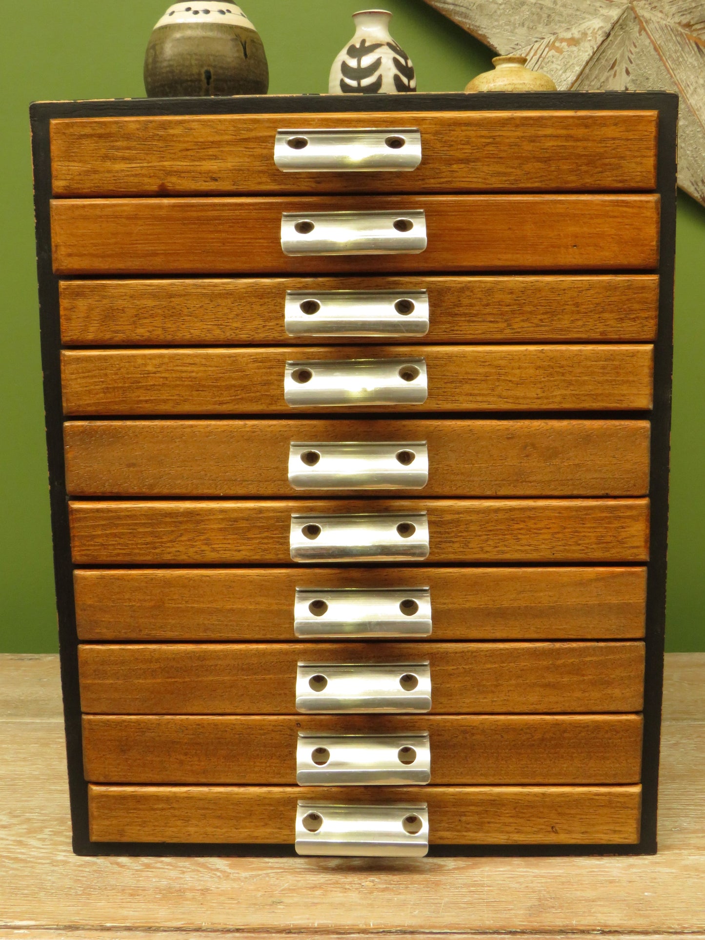 Handmade Tabletop Watchmakers Chest or Stationery Filing Drawers