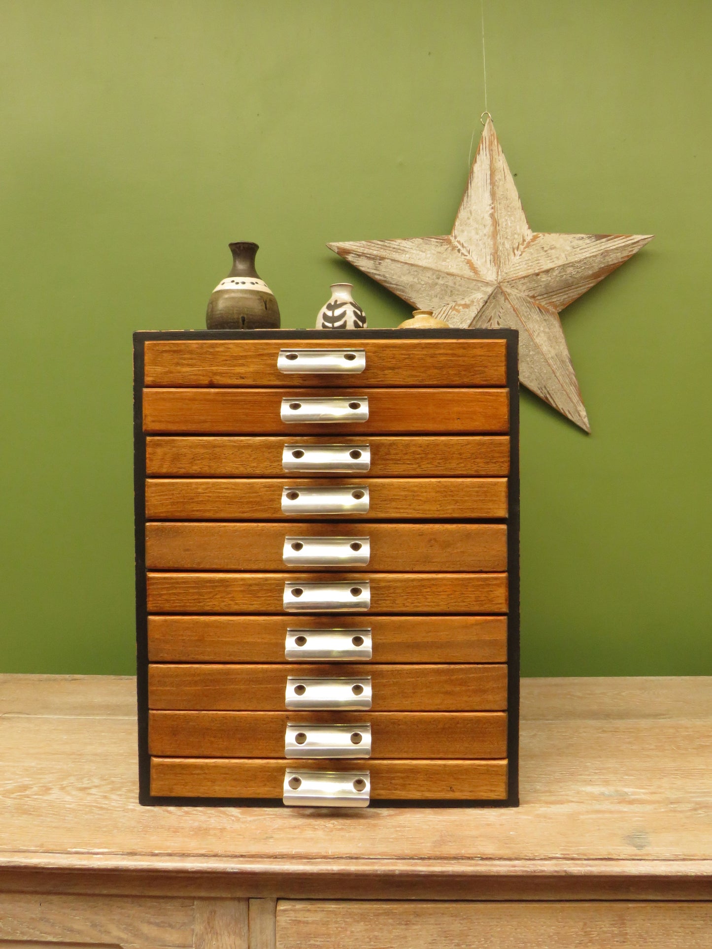 Handmade Tabletop Watchmakers Chest or Stationery Filing Drawers