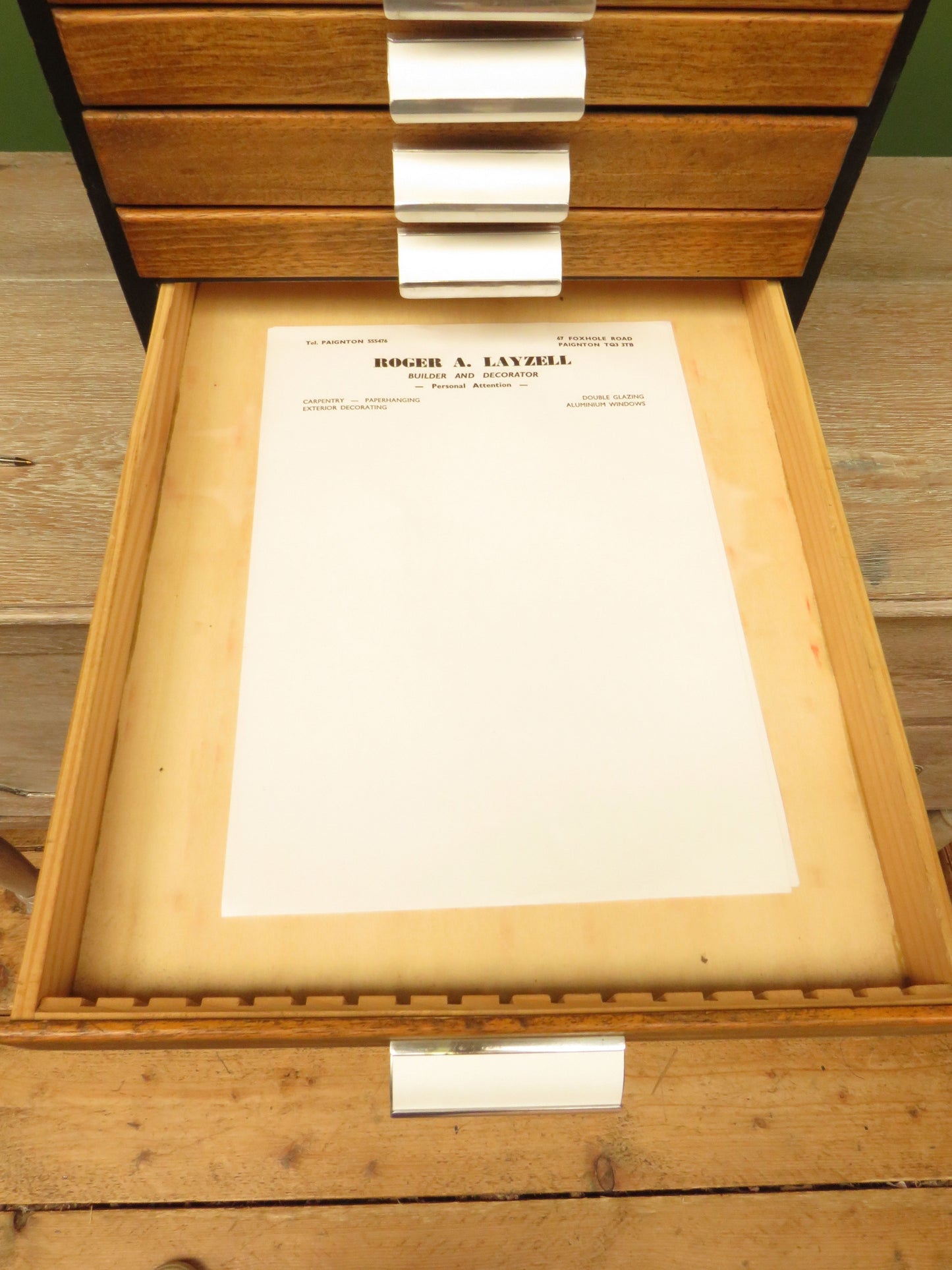 Handmade Tabletop Watchmakers Chest or Stationery Filing Drawers