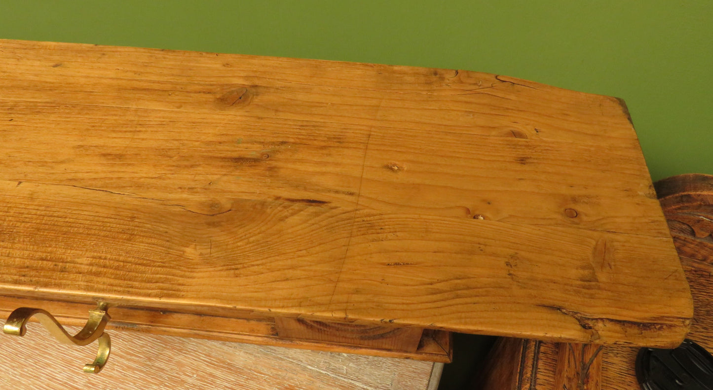 Upcycled Antique Pine Wall Coat Rack with Brass Hooks