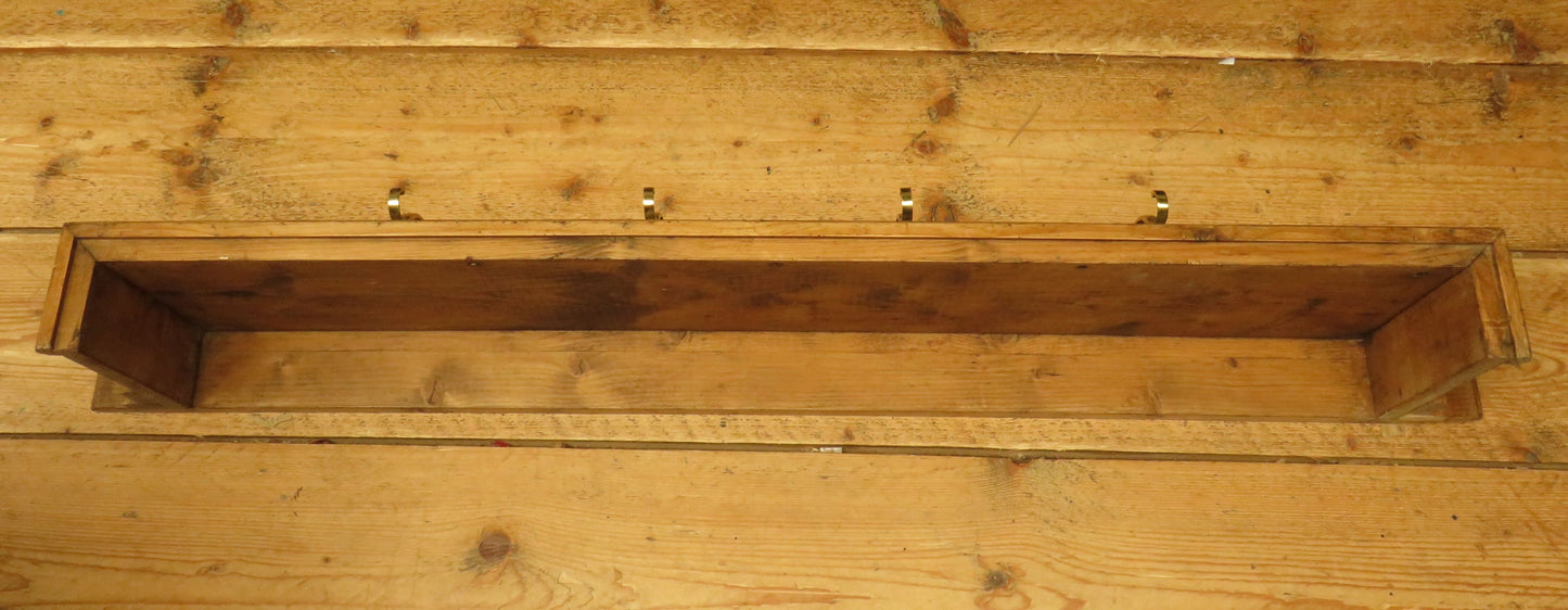 Upcycled Antique Pine Wall Coat Rack with Brass Hooks