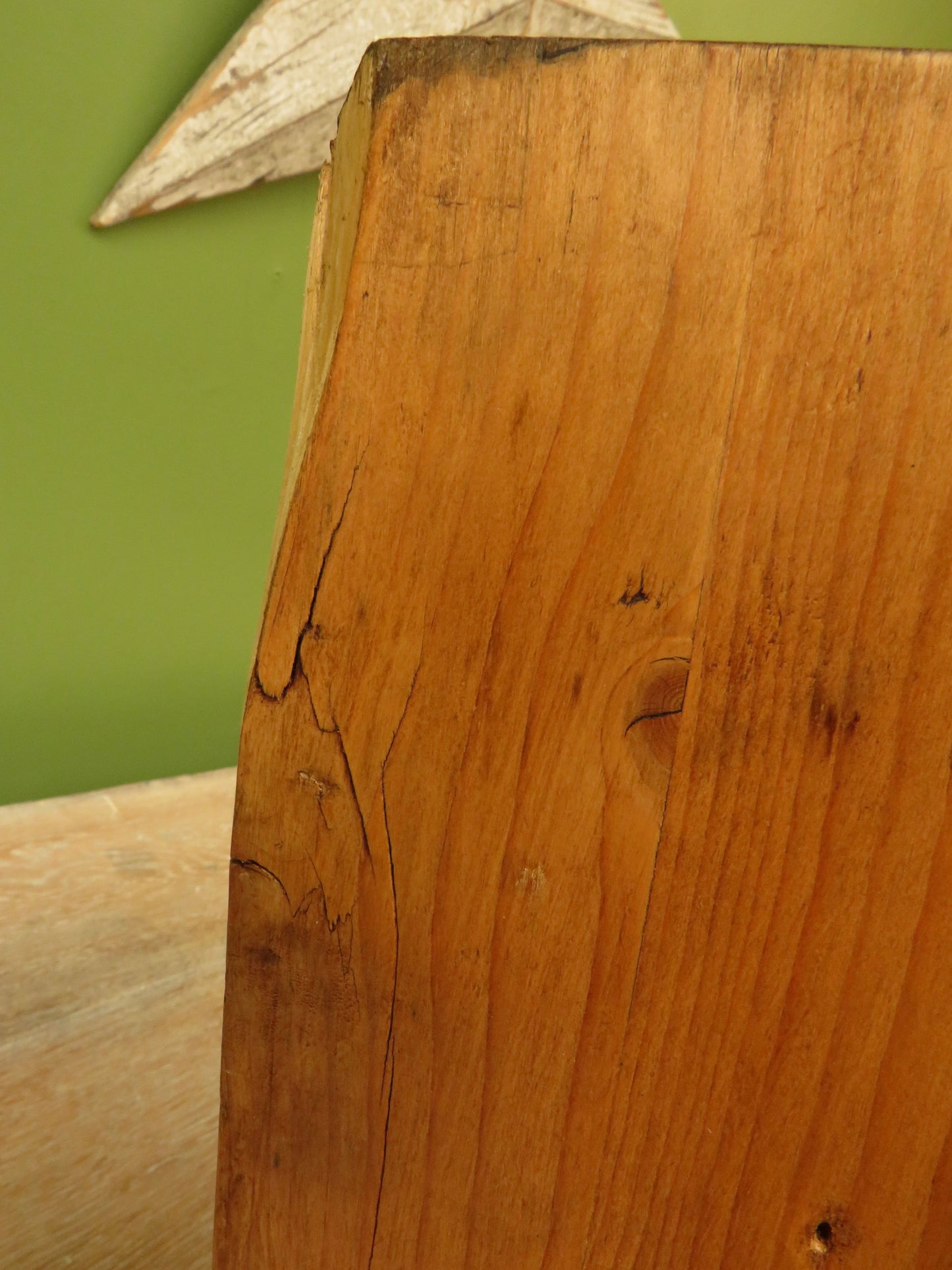 Upcycled Antique Pine Wall Coat Rack with Brass Hooks