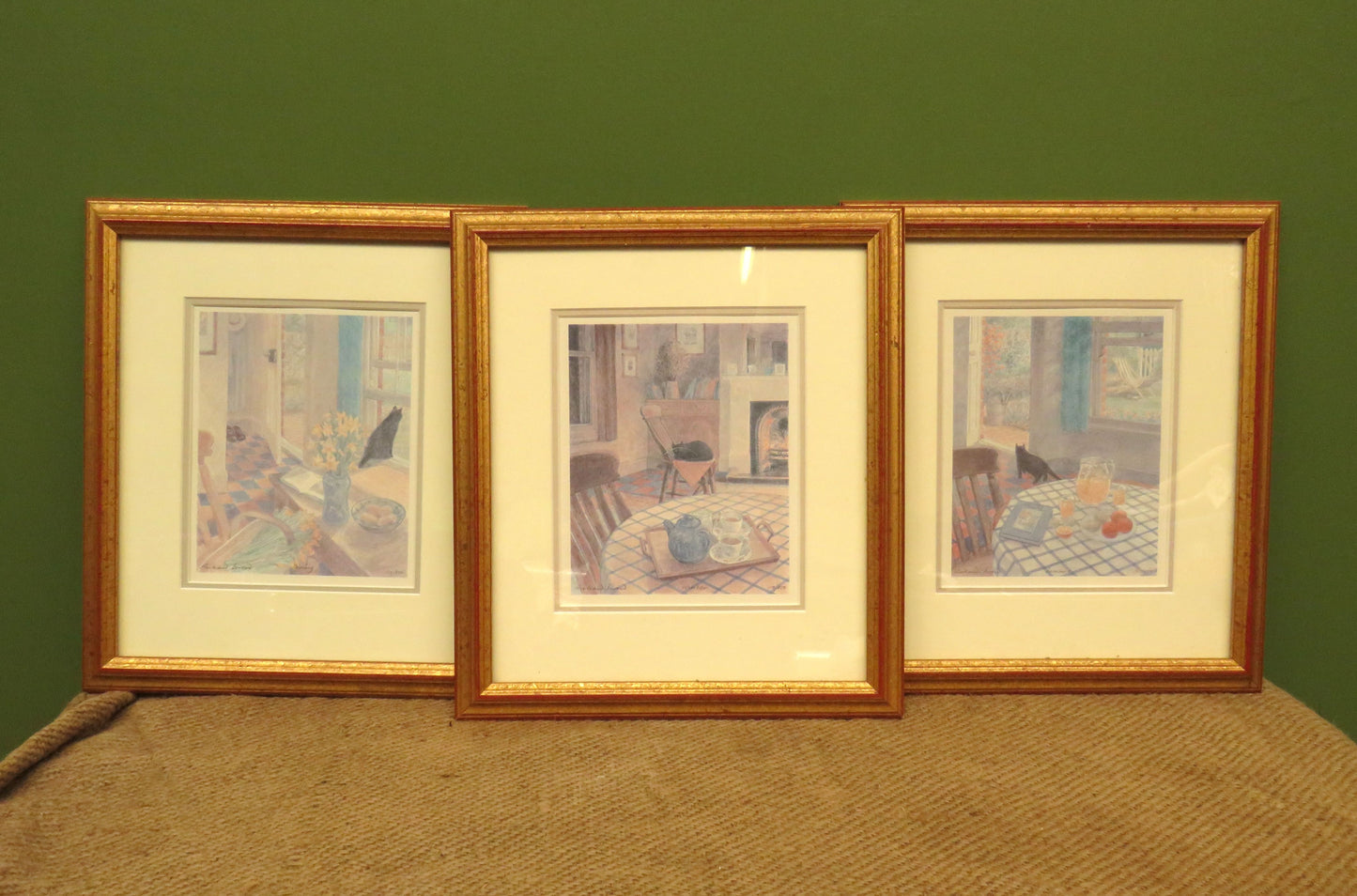 Richard Snow three framed cat prints