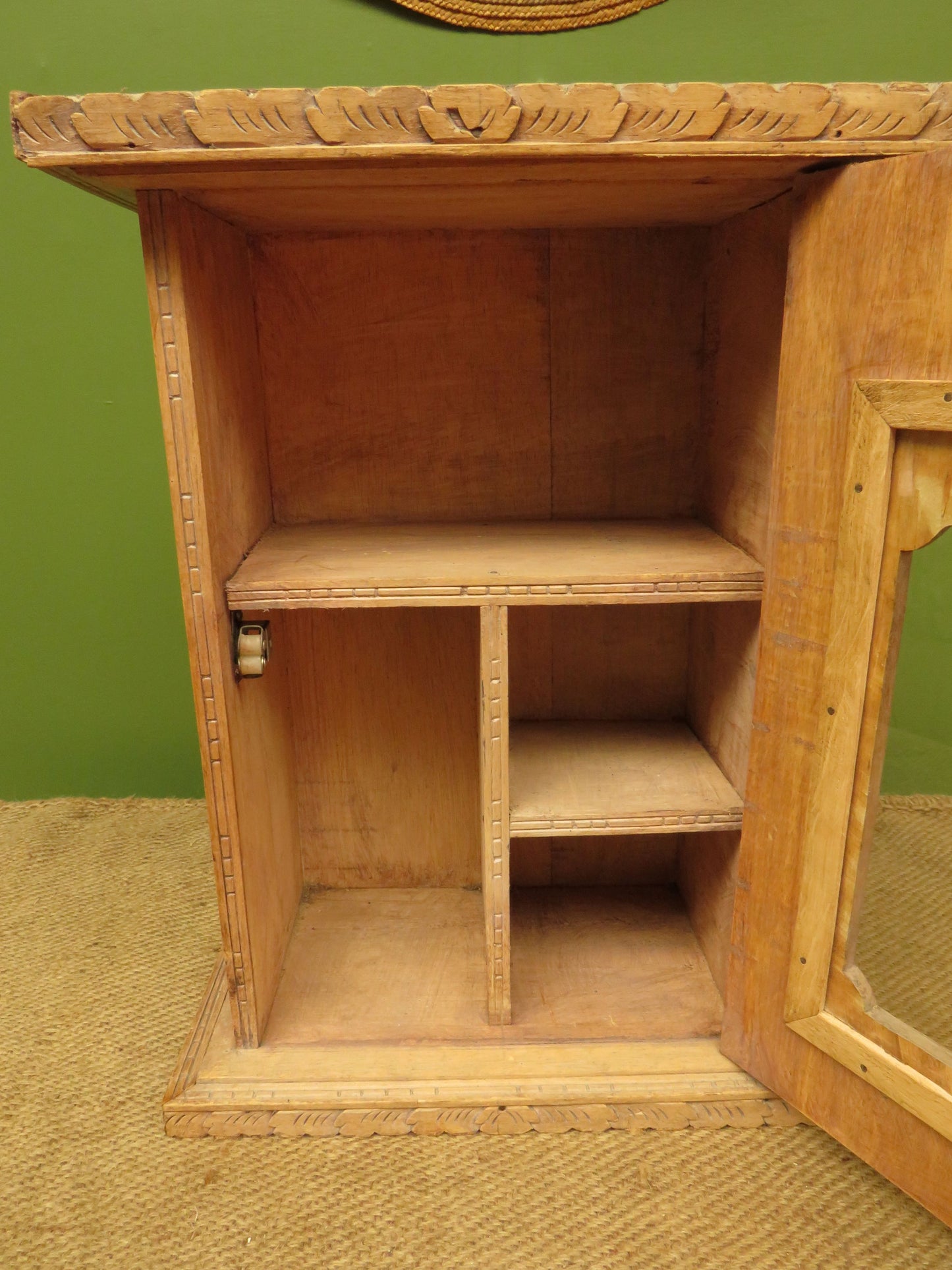 Ornate Small Indonesian Cabinet with glazed door
