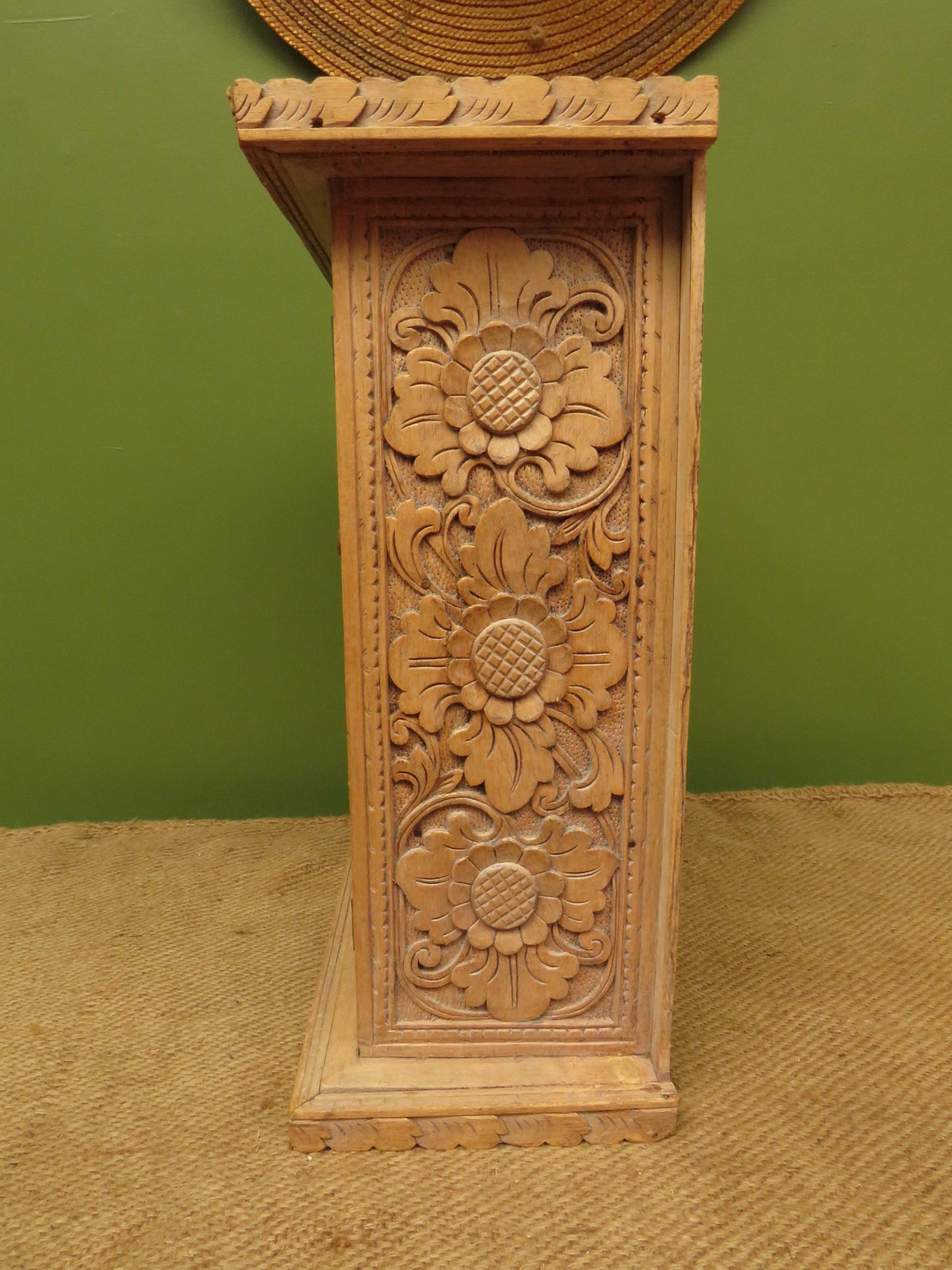 Ornate Small Indonesian Cabinet with glazed door