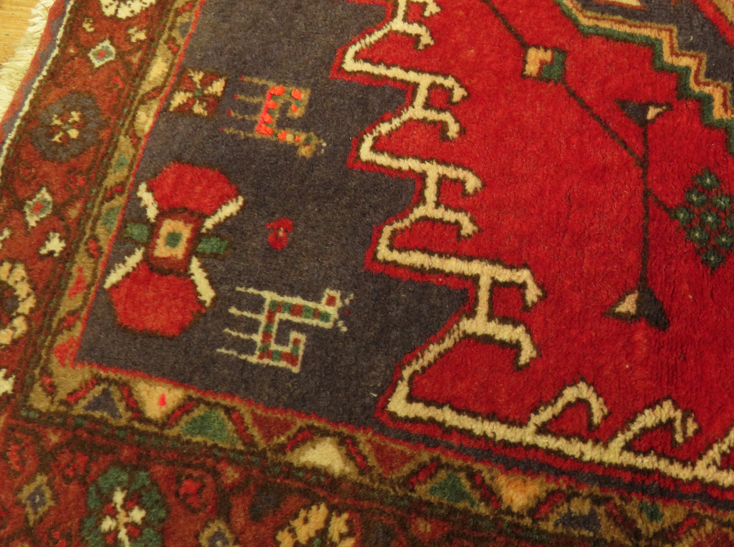 Vintage Traditional Turkish Rug in reds and blues