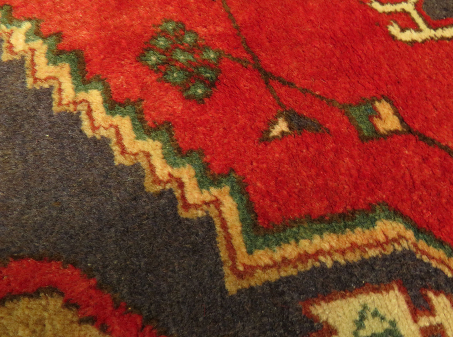 Vintage Traditional Turkish Rug in reds and blues