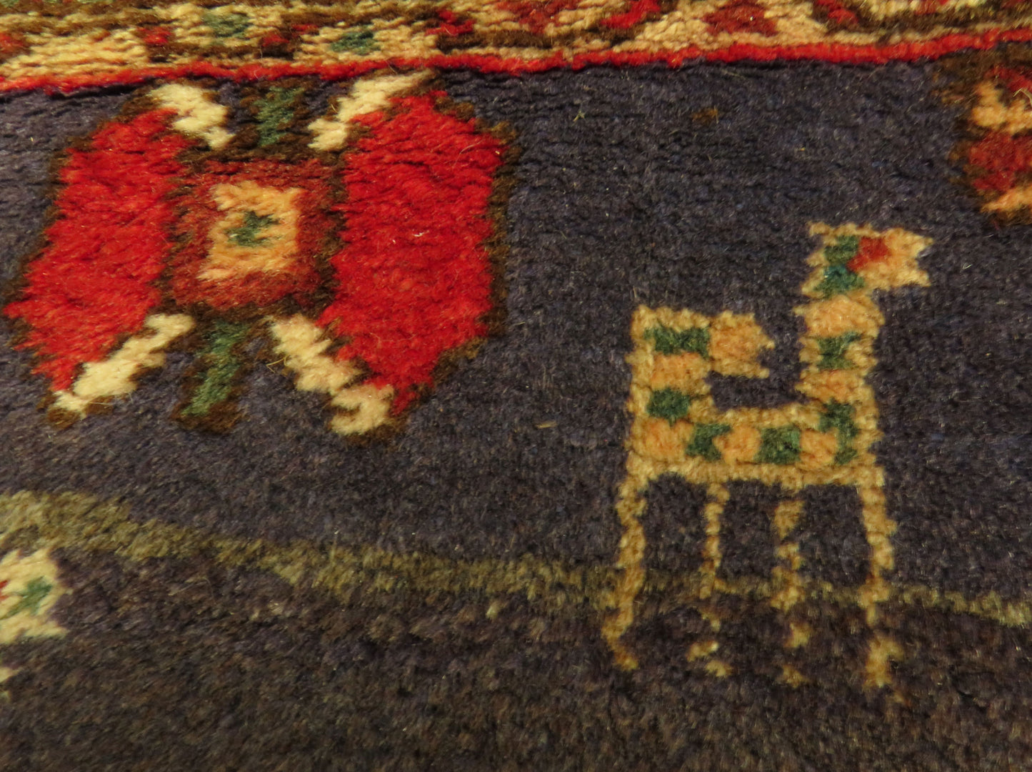 Vintage Traditional Turkish Rug in reds and blues