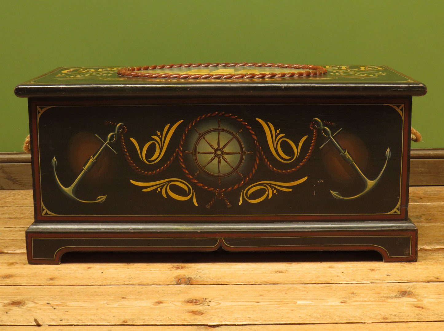 Hand Painted Nautical Themed Pine Trunk, Captain R.Phelp, Endeavour