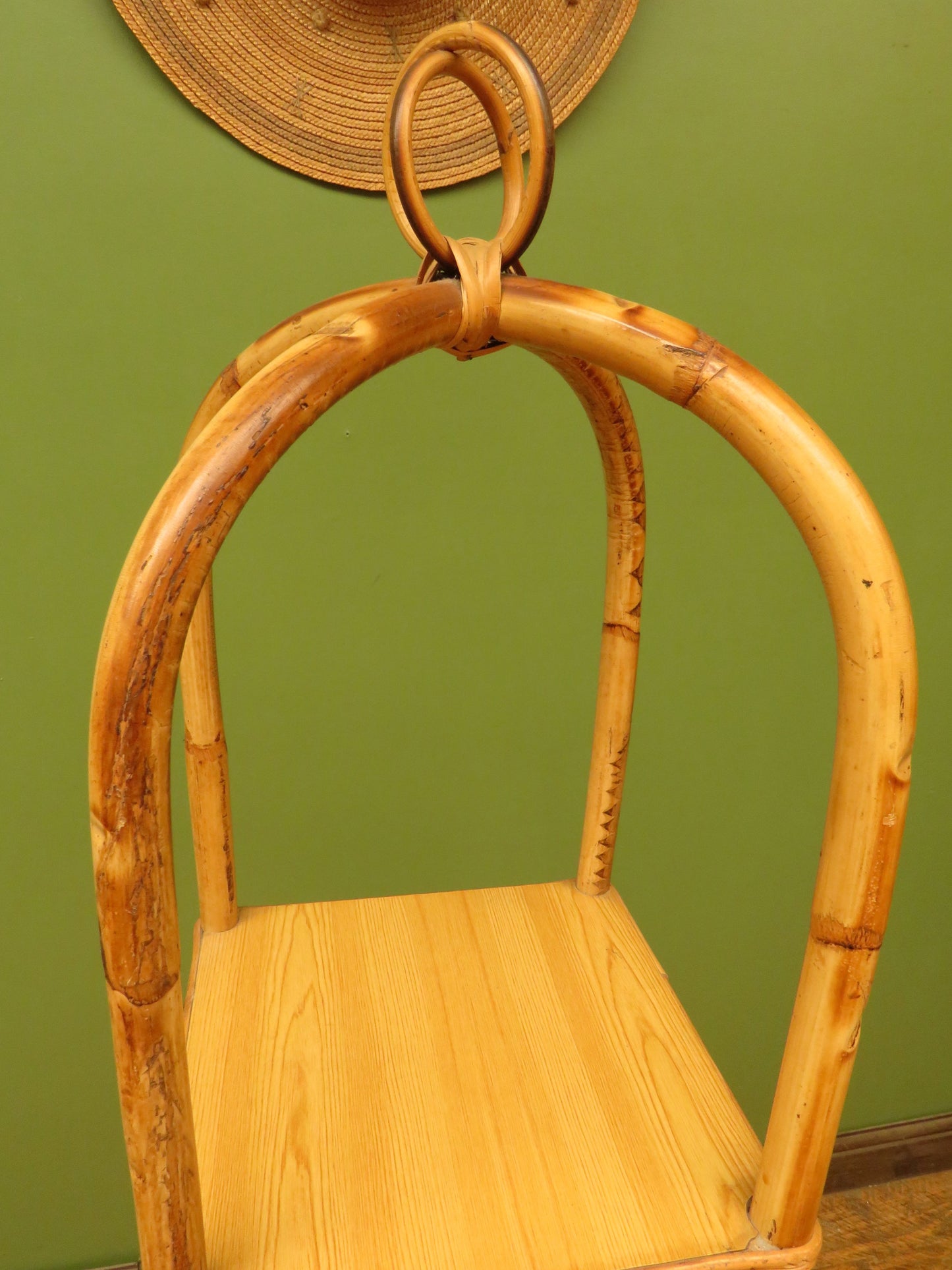 Vintage Mid Century Boho Tiki Bamboo Stand