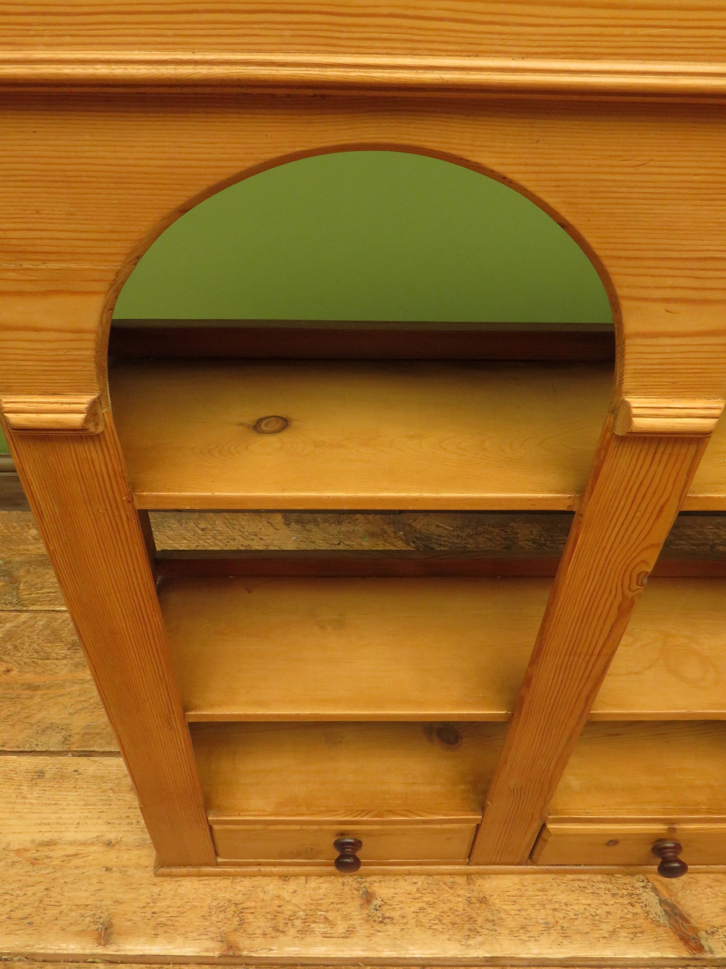 Pine Kitchen Wall Shelf with Small Drawers