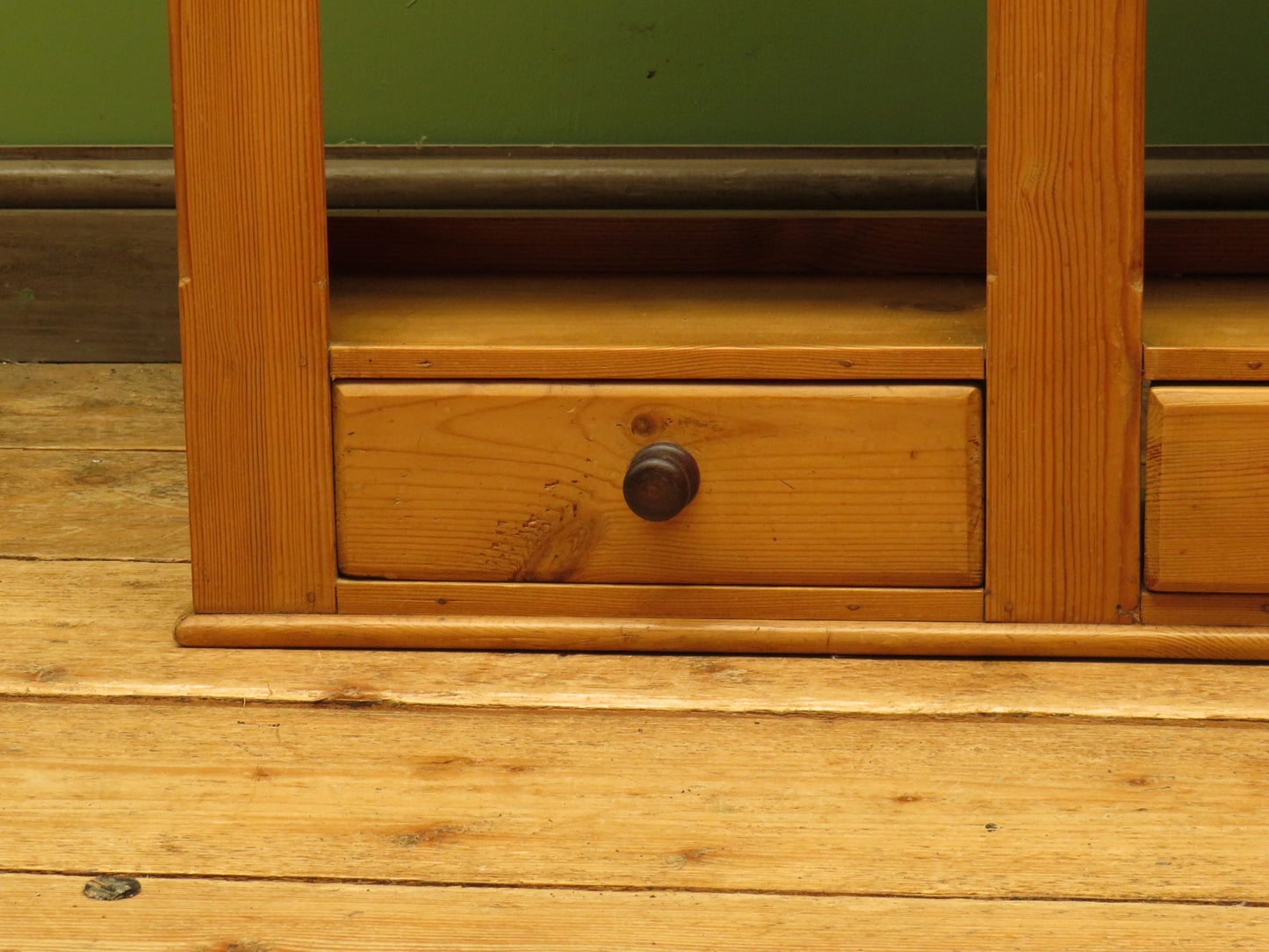 Pine Kitchen Wall Shelf with Small Drawers