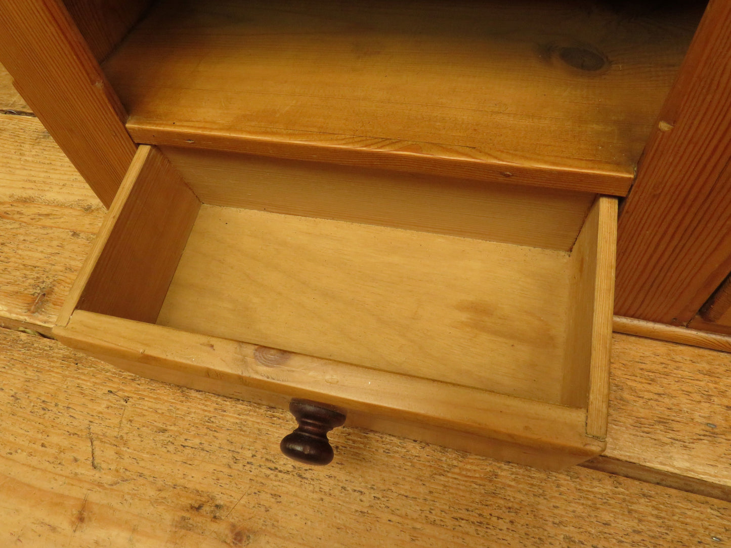 Pine Kitchen Wall Shelf with Small Drawers