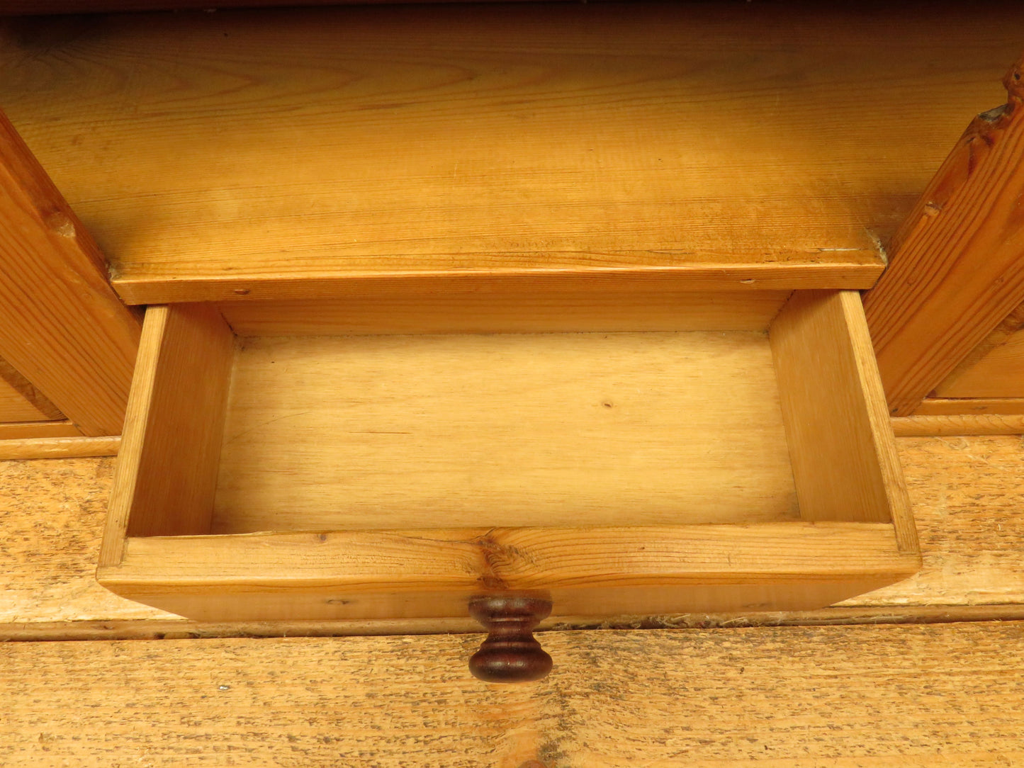 Pine Kitchen Wall Shelf with Small Drawers