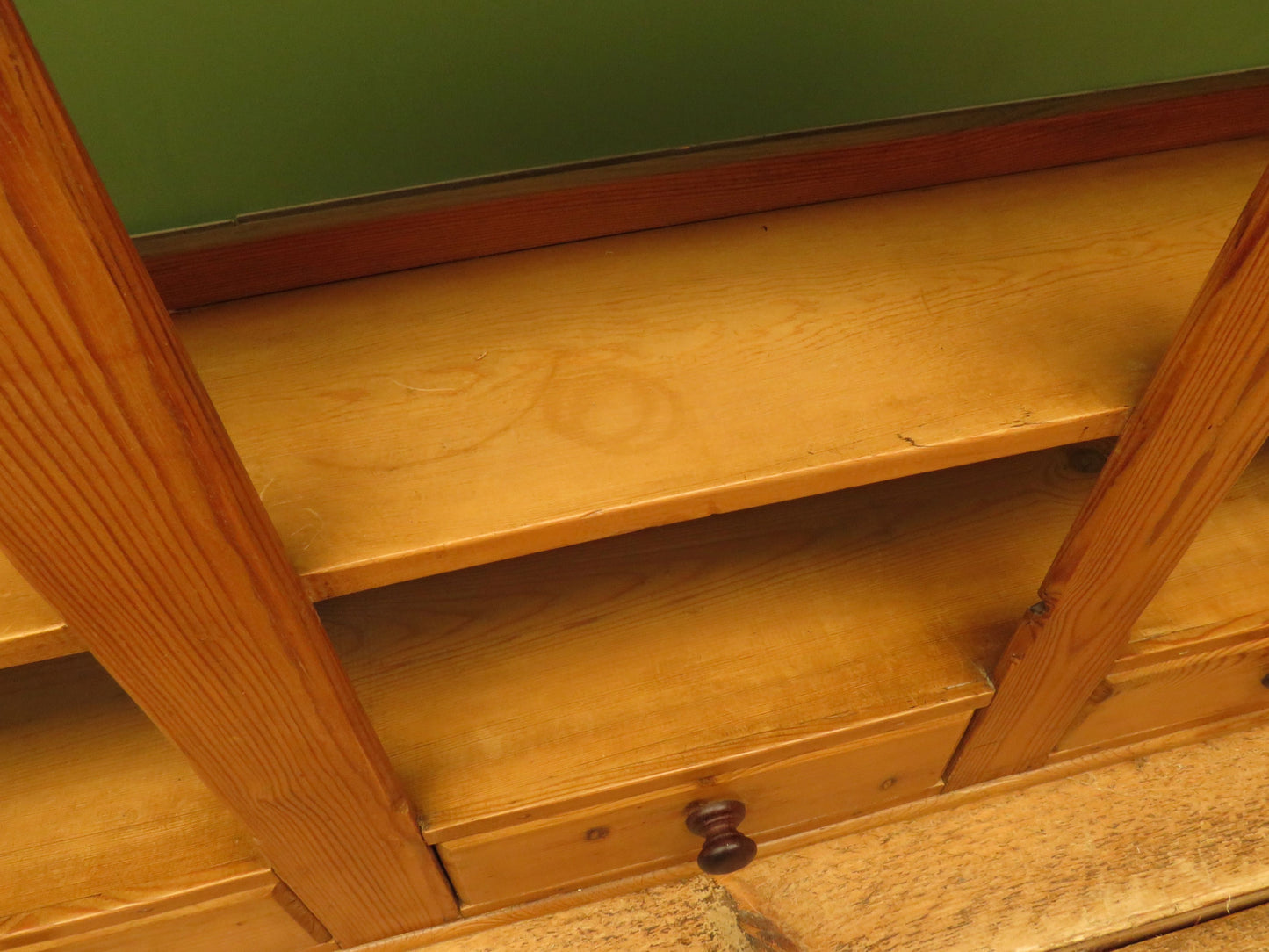Pine Kitchen Wall Shelf with Small Drawers