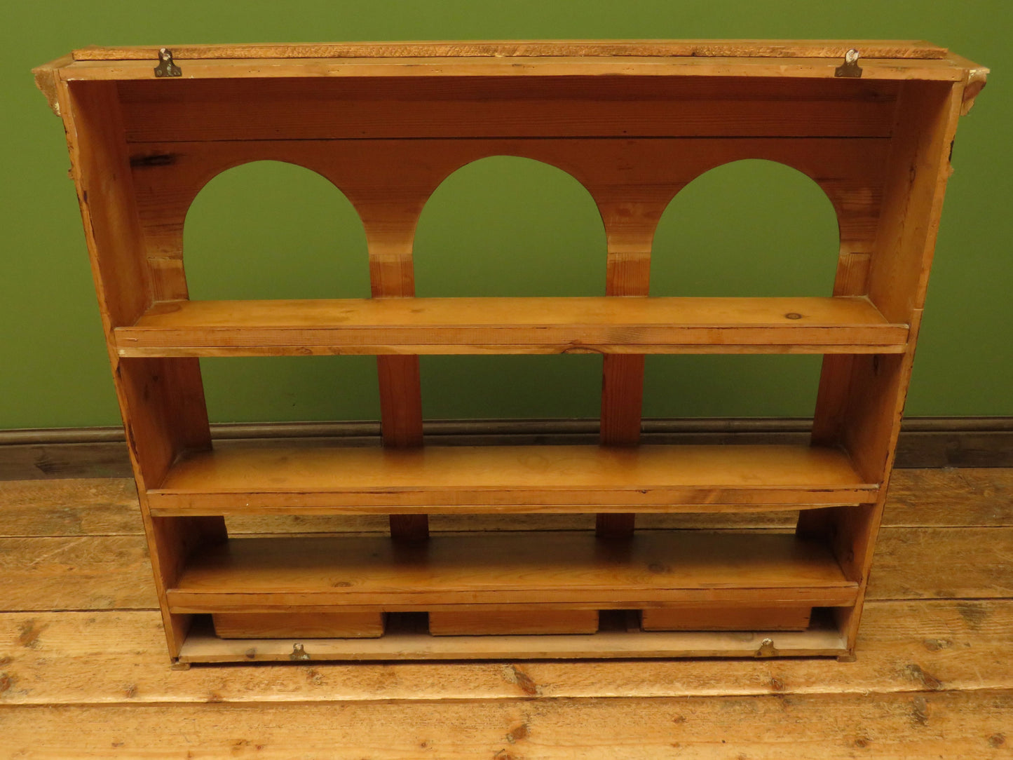 Pine Kitchen Wall Shelf with Small Drawers