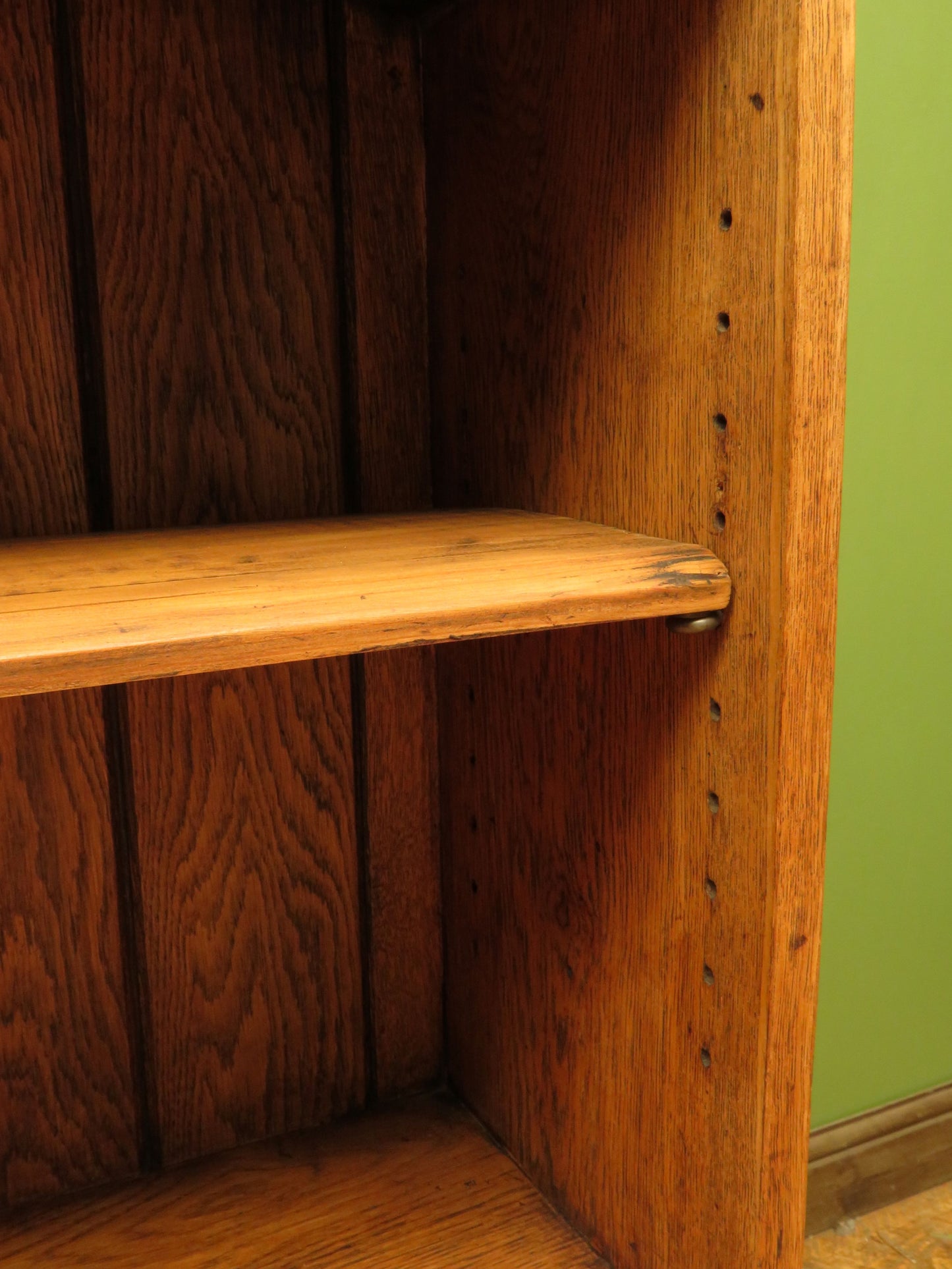 Arts & Crafts Era Oak Book Cabinet with Shelves and Cupboard