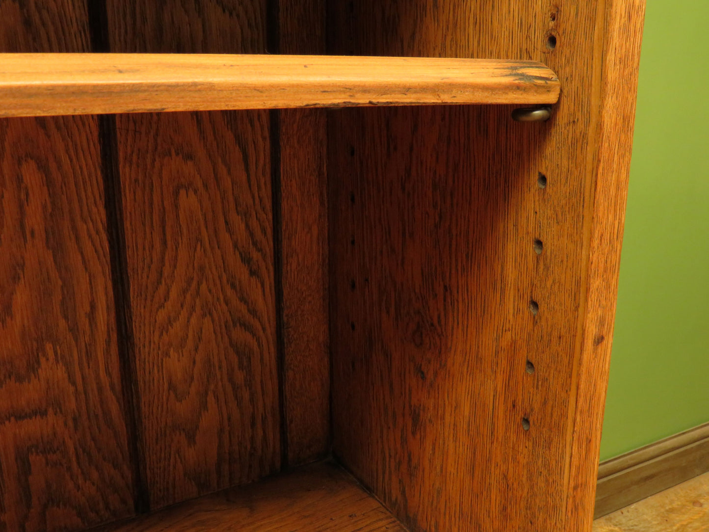Arts & Crafts Era Oak Book Cabinet with Shelves and Cupboard