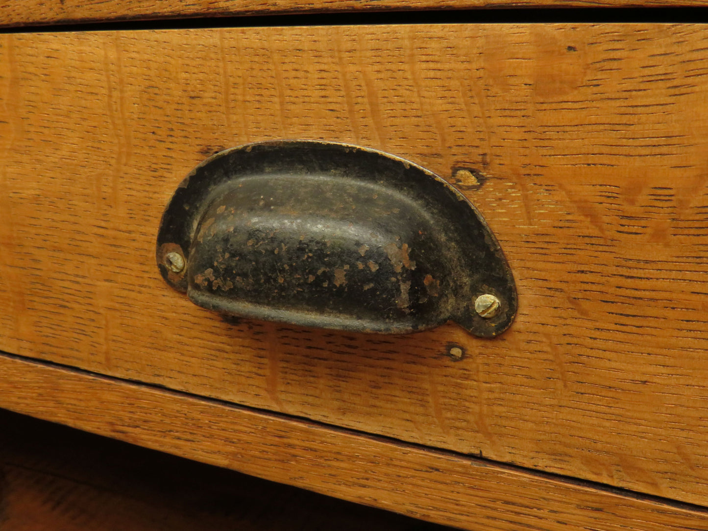 Arts & Crafts Era Oak Book Cabinet with Shelves and Cupboard