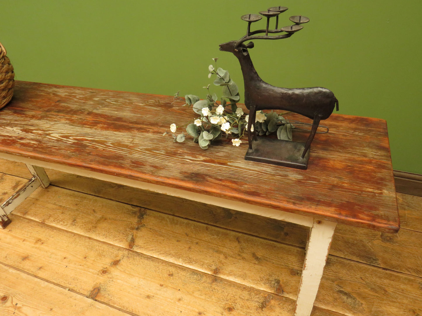 Rustic Potting Shed Bench with Chippy Paint Base