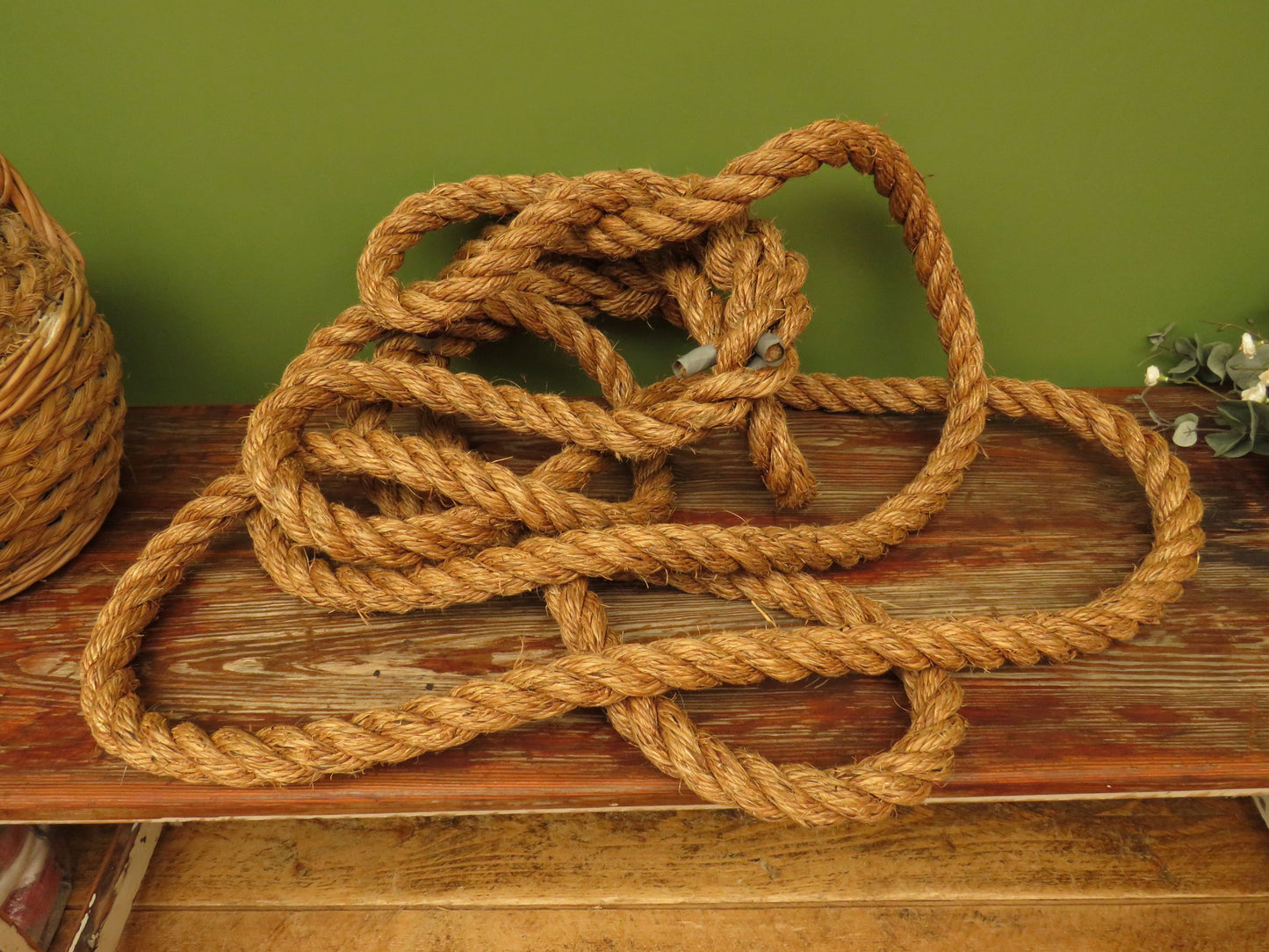 Vintage Hemp rope 25 feet x 28.25mm for decking or staircase banister