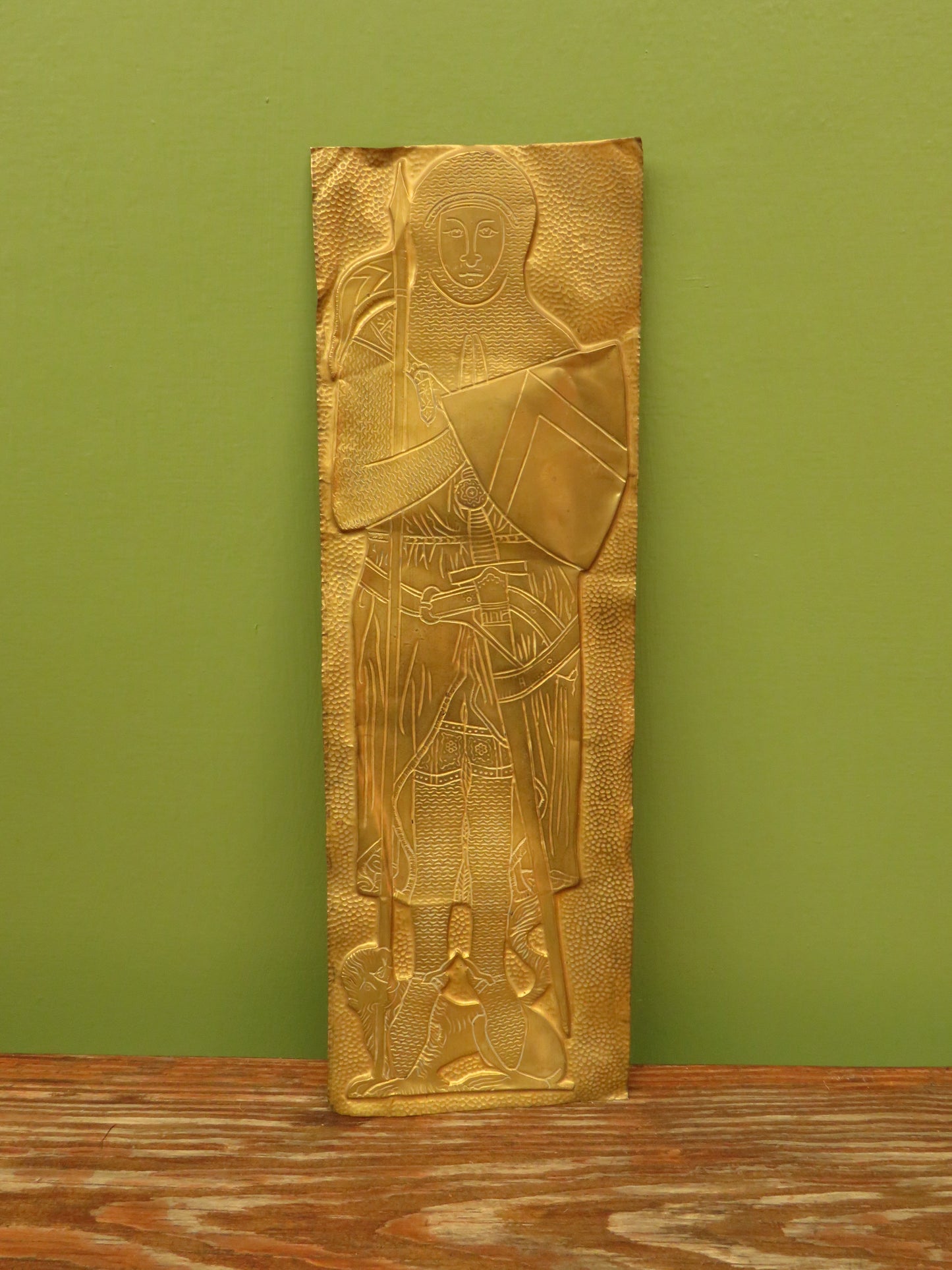 Vintage Brass Rubbing of a Medieval Knight from a Devon Church