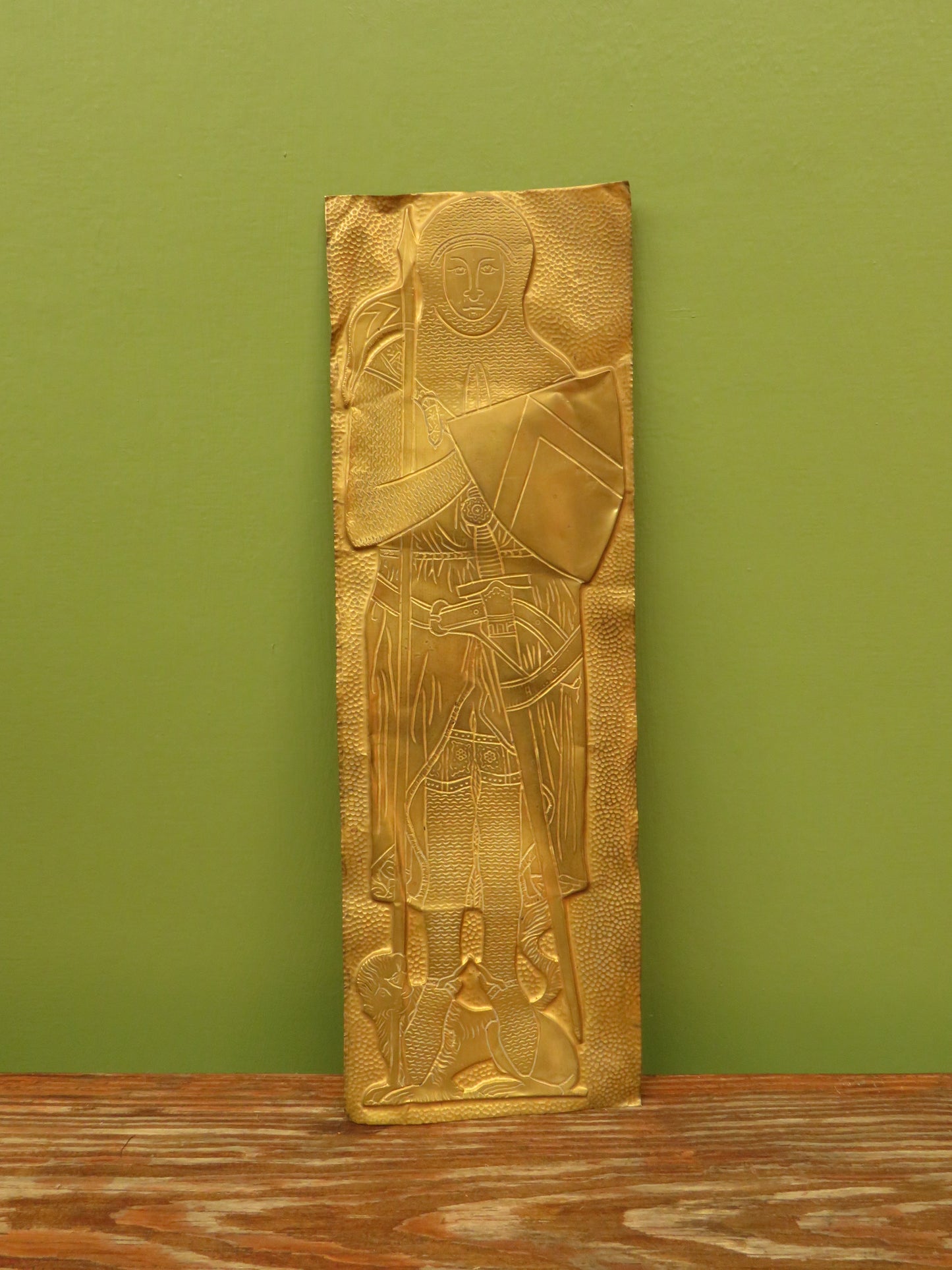 Vintage Brass Rubbing of a Medieval Knight from a Devon Church