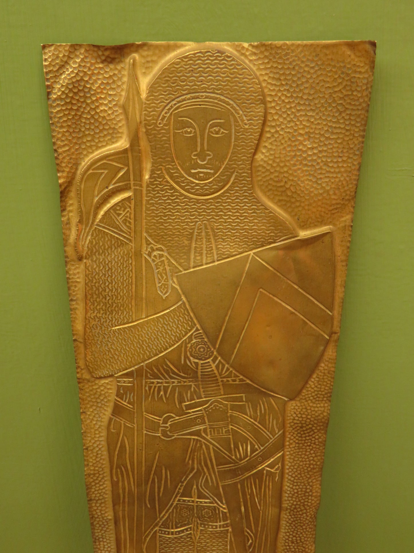 Vintage Brass Rubbing of a Medieval Knight from a Devon Church