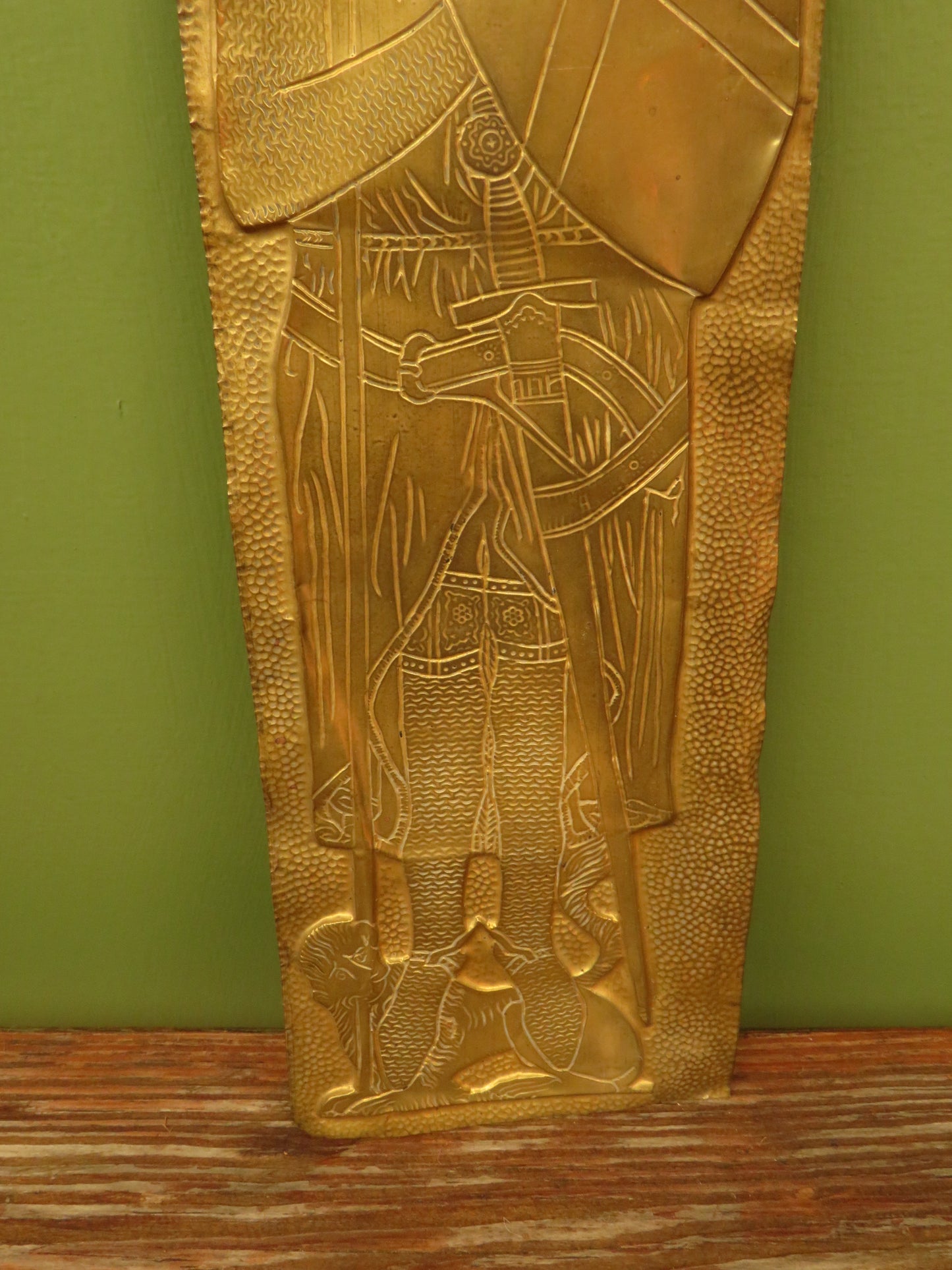 Vintage Brass Rubbing of a Medieval Knight from a Devon Church