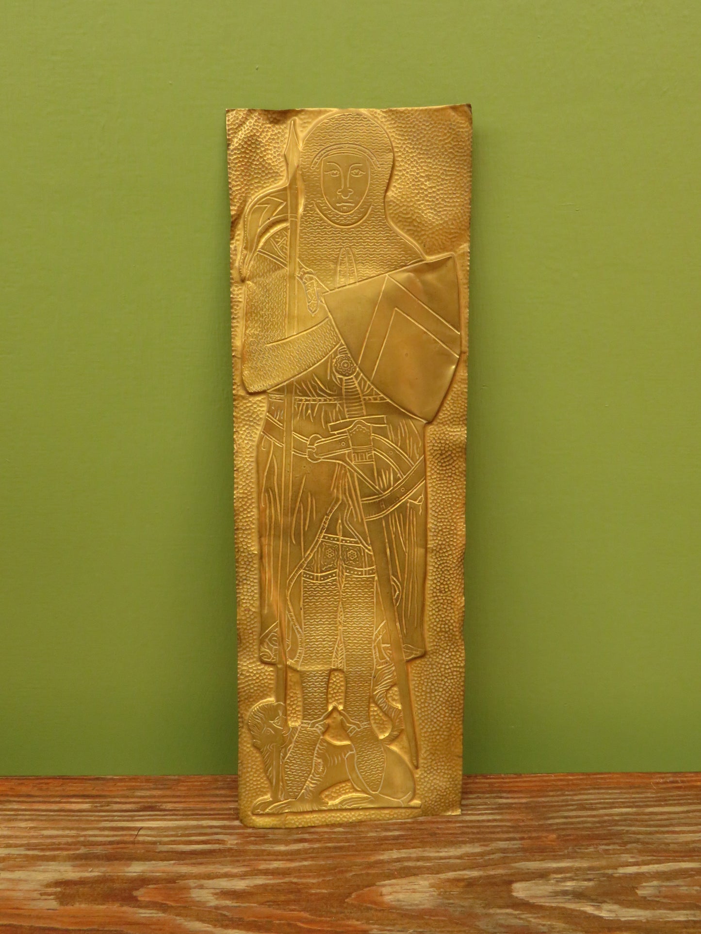 Vintage Brass Rubbing of a Medieval Knight from a Devon Church