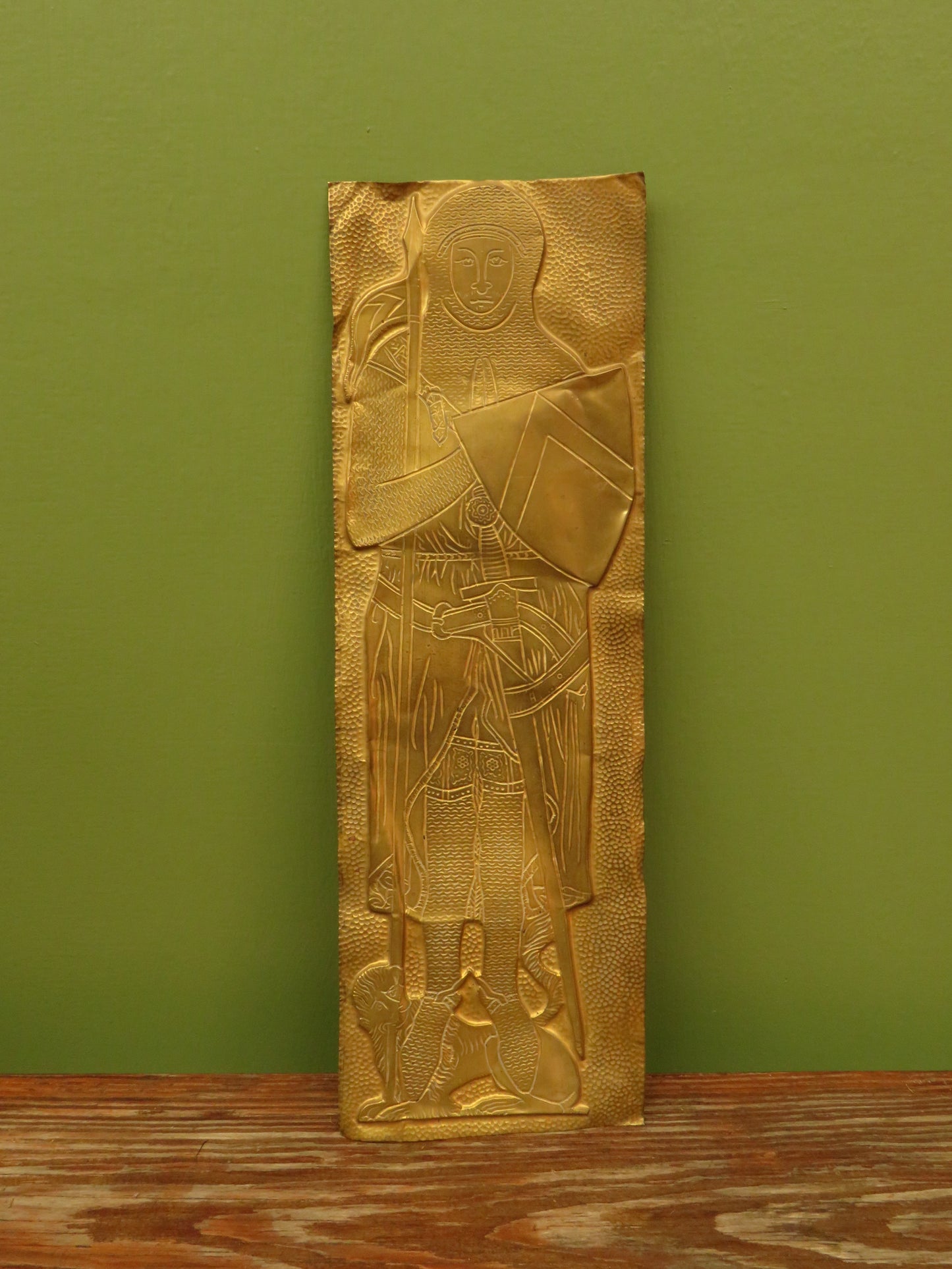 Vintage Brass Rubbing of a Medieval Knight from a Devon Church