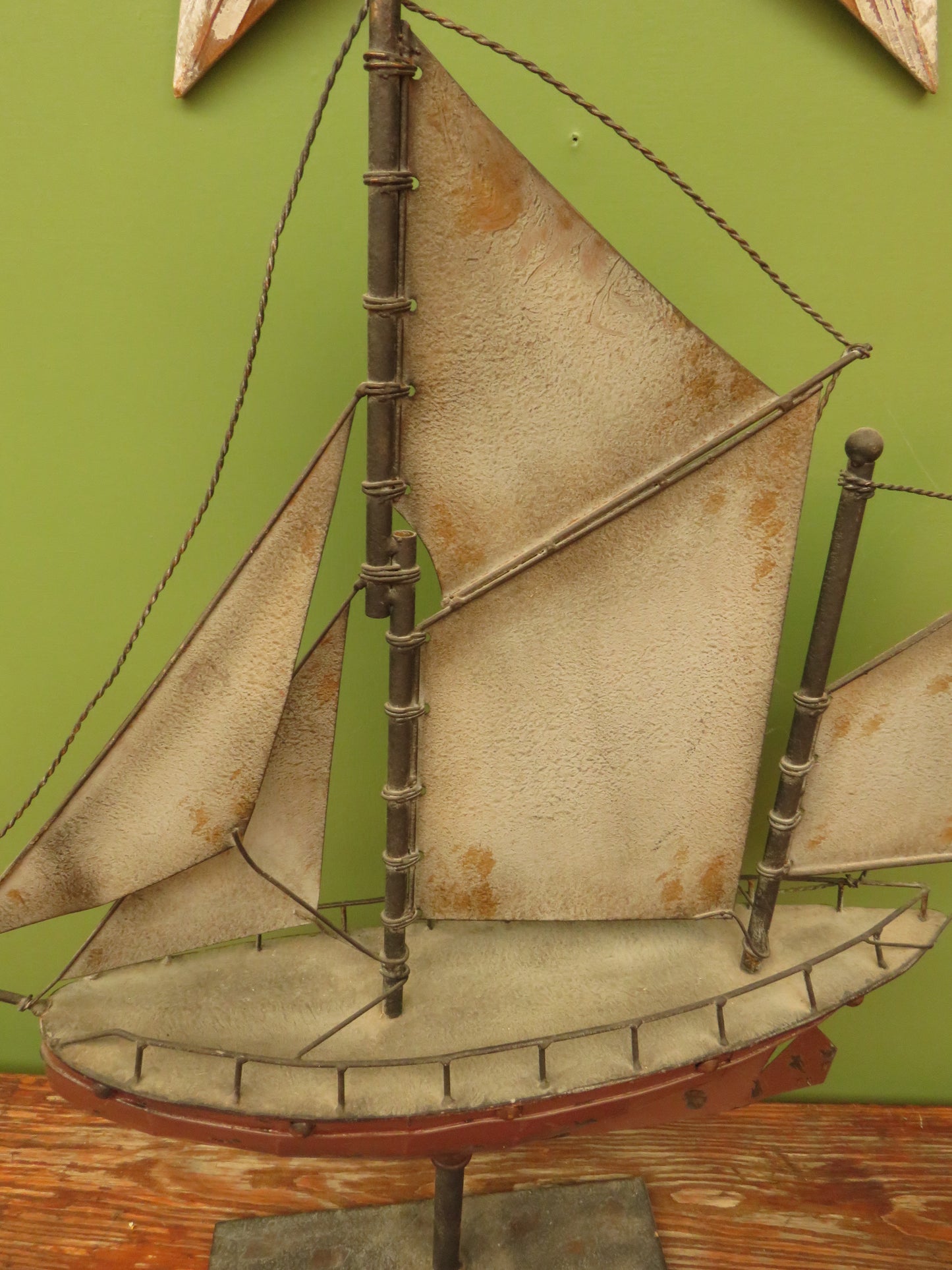 Large Vintage Metal Folk Art Model Ship