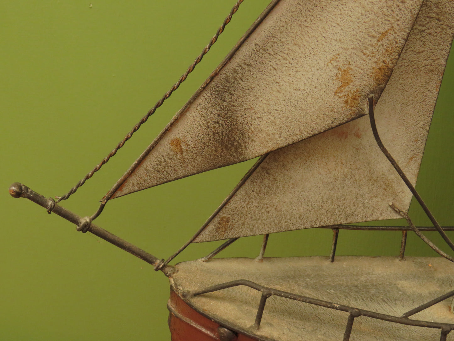 Large Vintage Metal Folk Art Model Ship